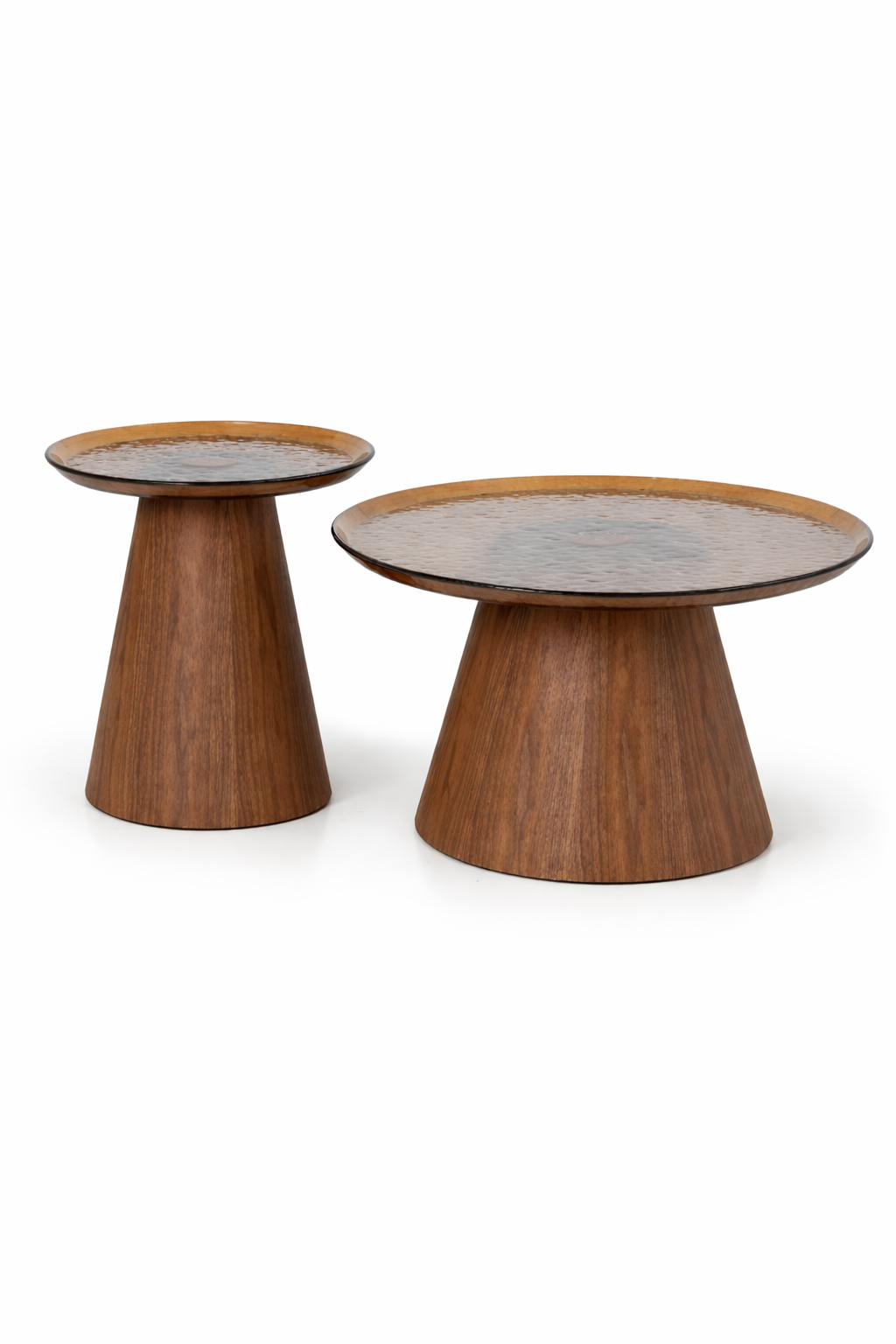 Ovid Brown Wooden Coffee Table with Top Glass