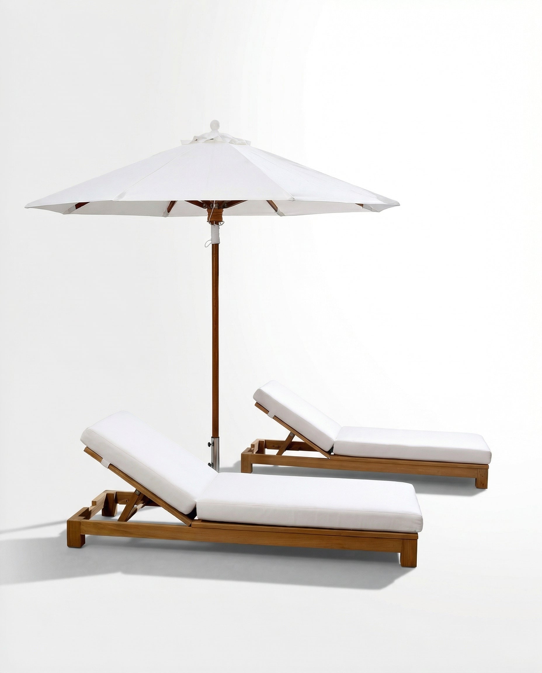 Addison White Outdoor Wooden Lounger Sunbed With White Umbrella