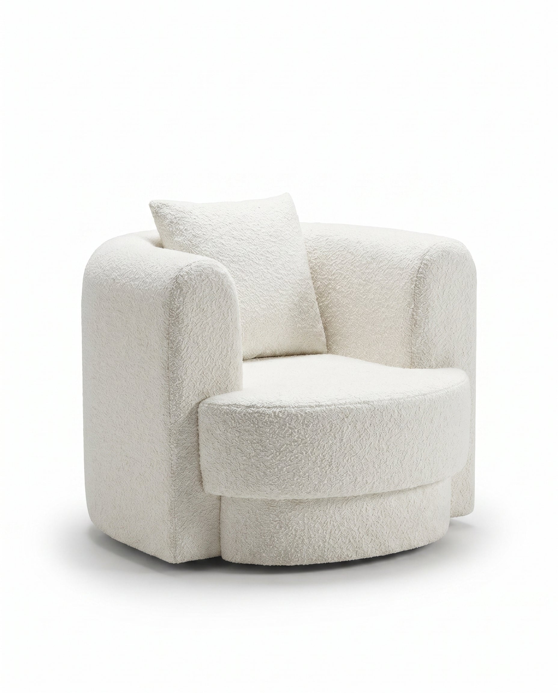 Aella Off White Bouclé Lounge Sofa Chair