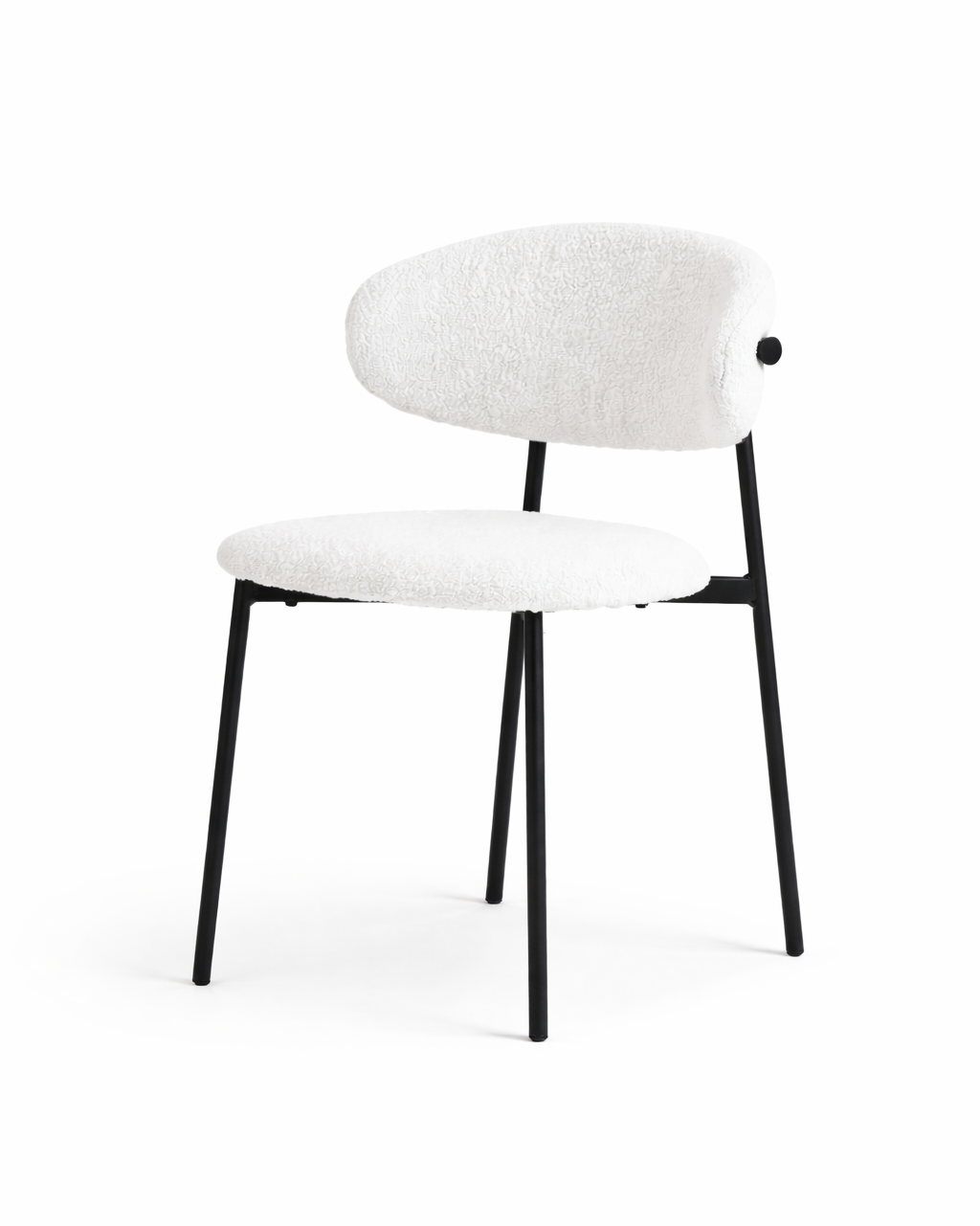 Alto White Boucle Dining Chair Side View Image