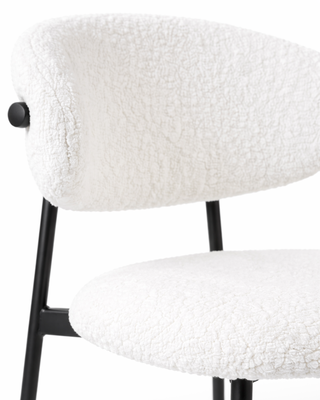 Alto White Boucle Dining Chair Closeup Image