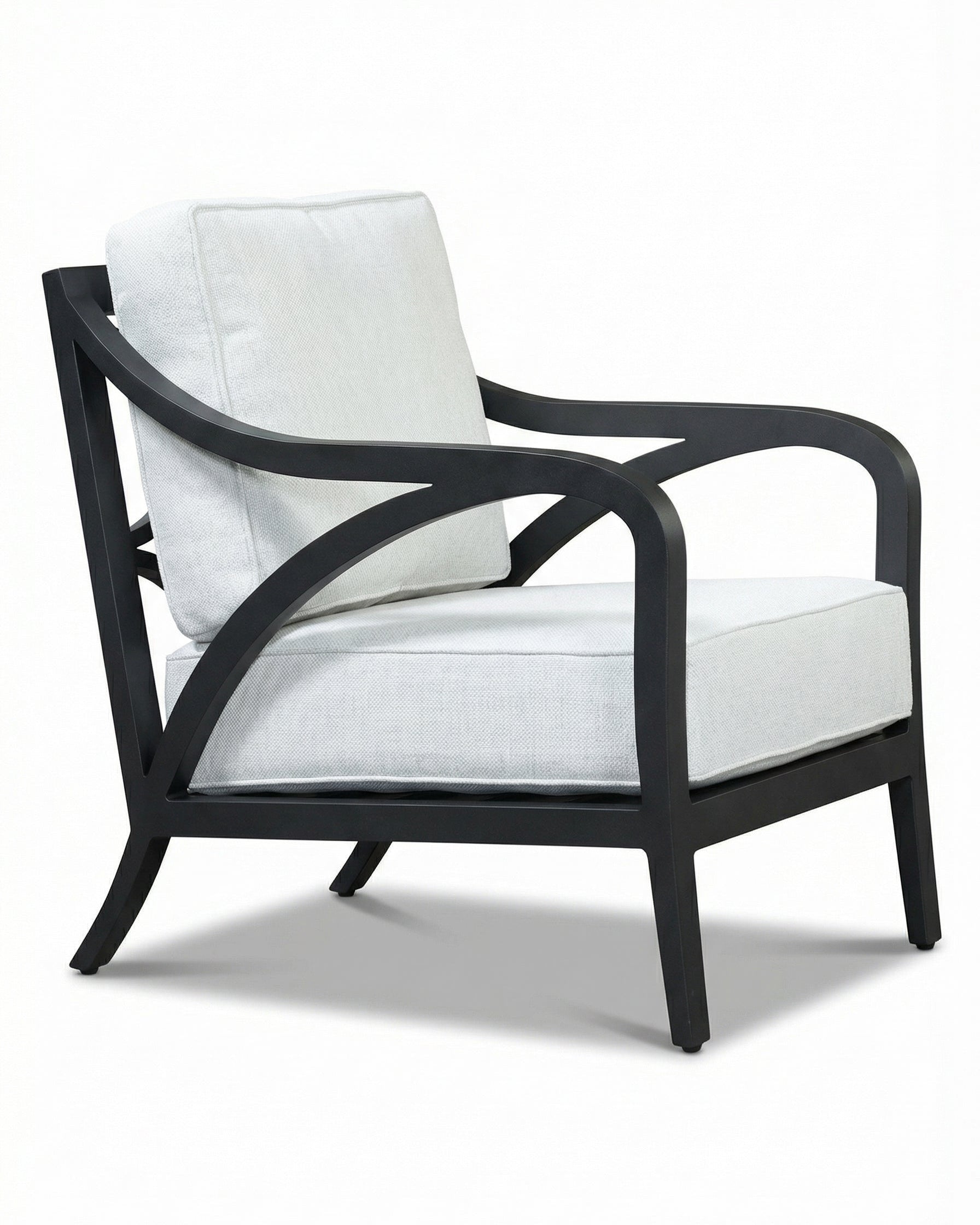 Atlanta Dark Grey Outdoor Lounge Chair with Off-White Cushion 