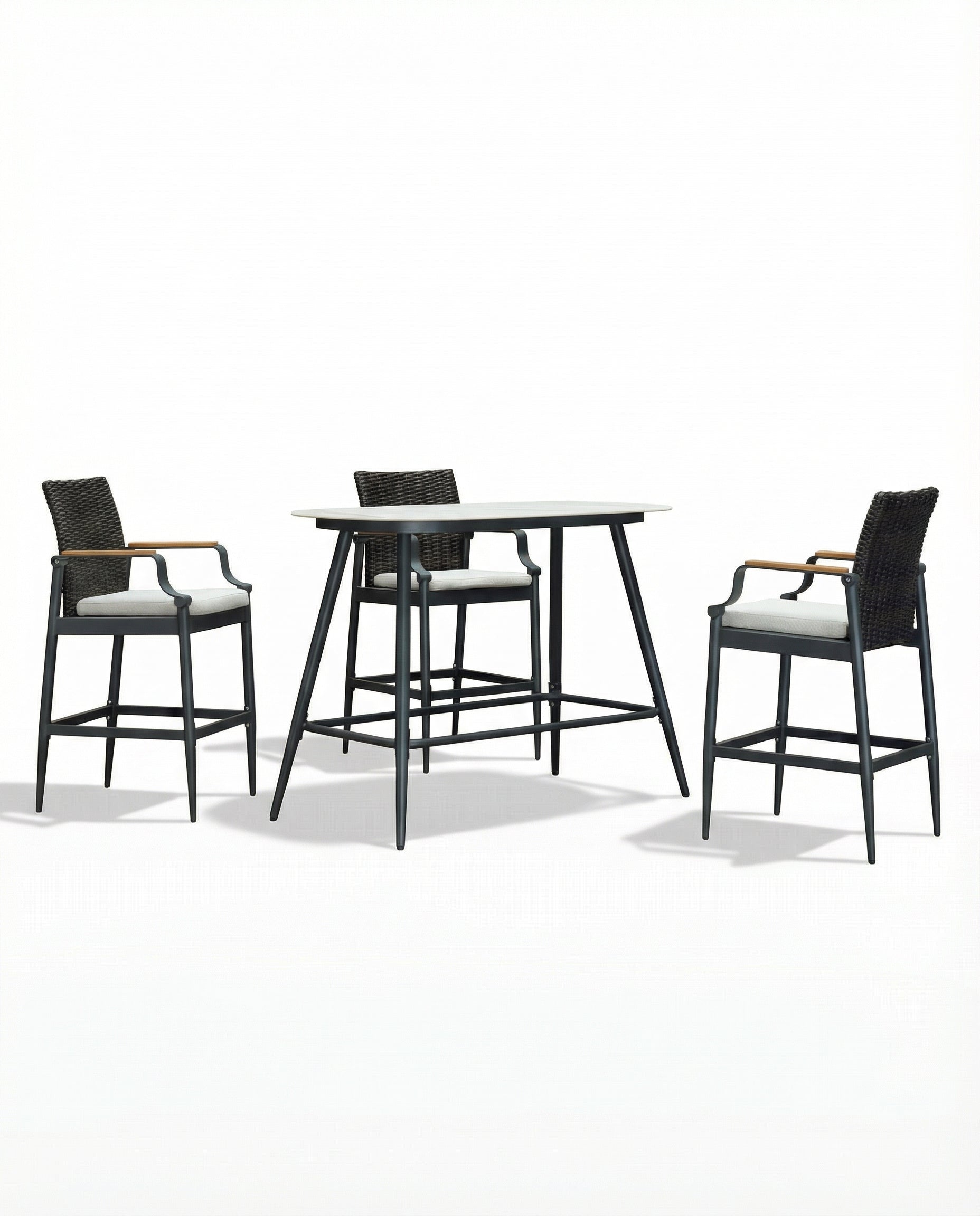 Auckland Black Outdoor Bar Chair With Bar Table