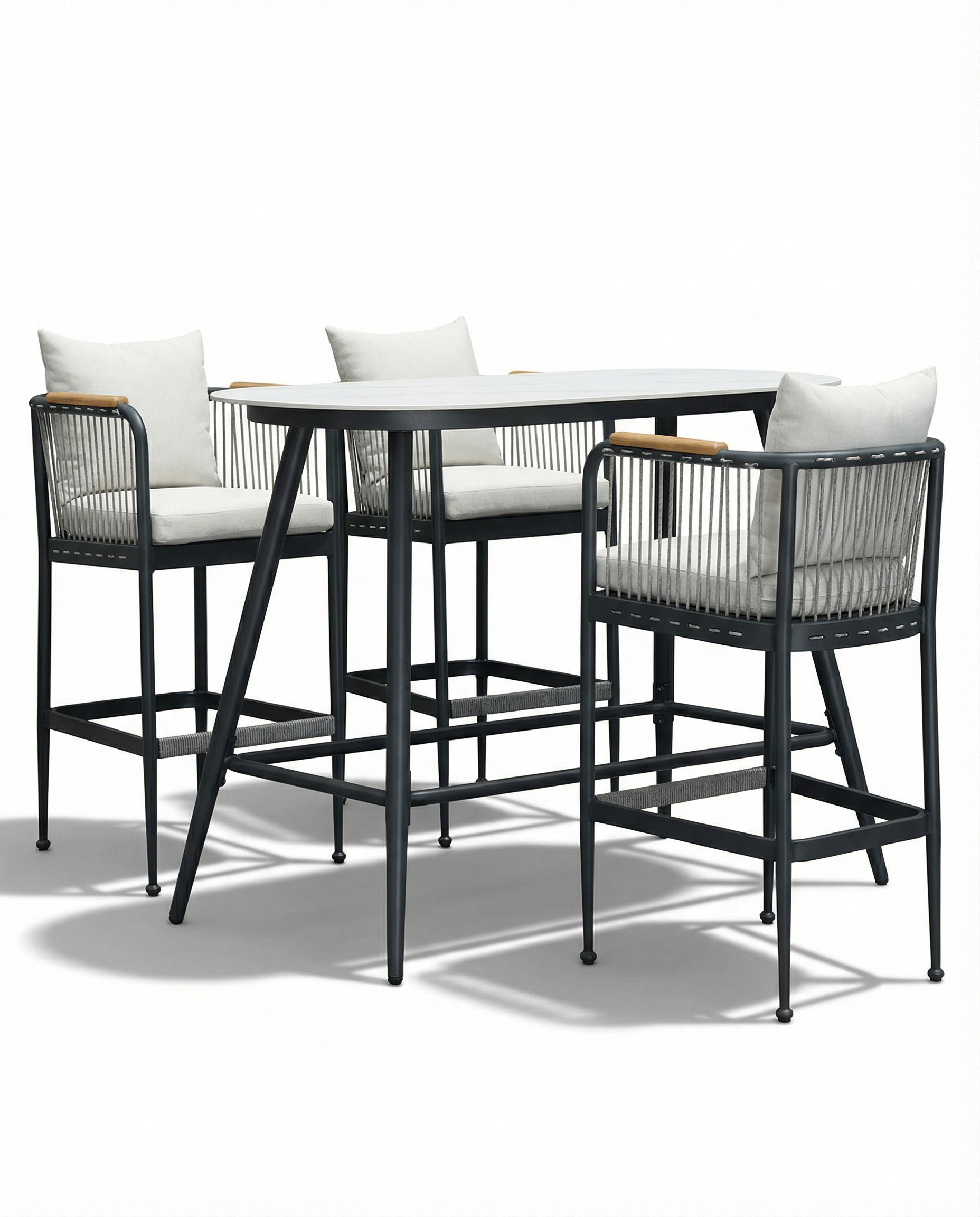 Augusta Black Outdoor Bar Chair With Bar Table