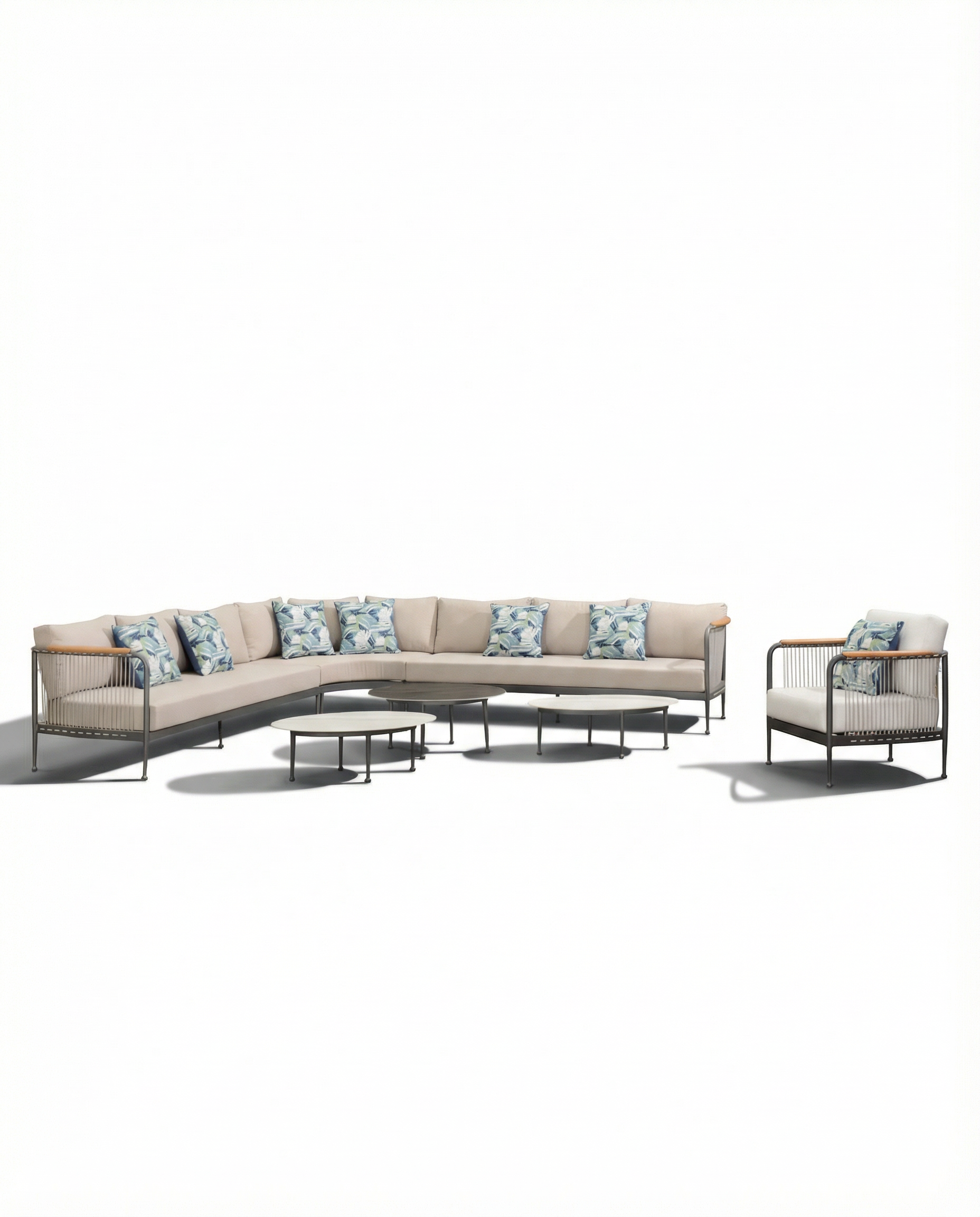 Augusta Black Outdoor Lounge Chair & RAF-LAF 3-Seater Sofa With Coffee Tables