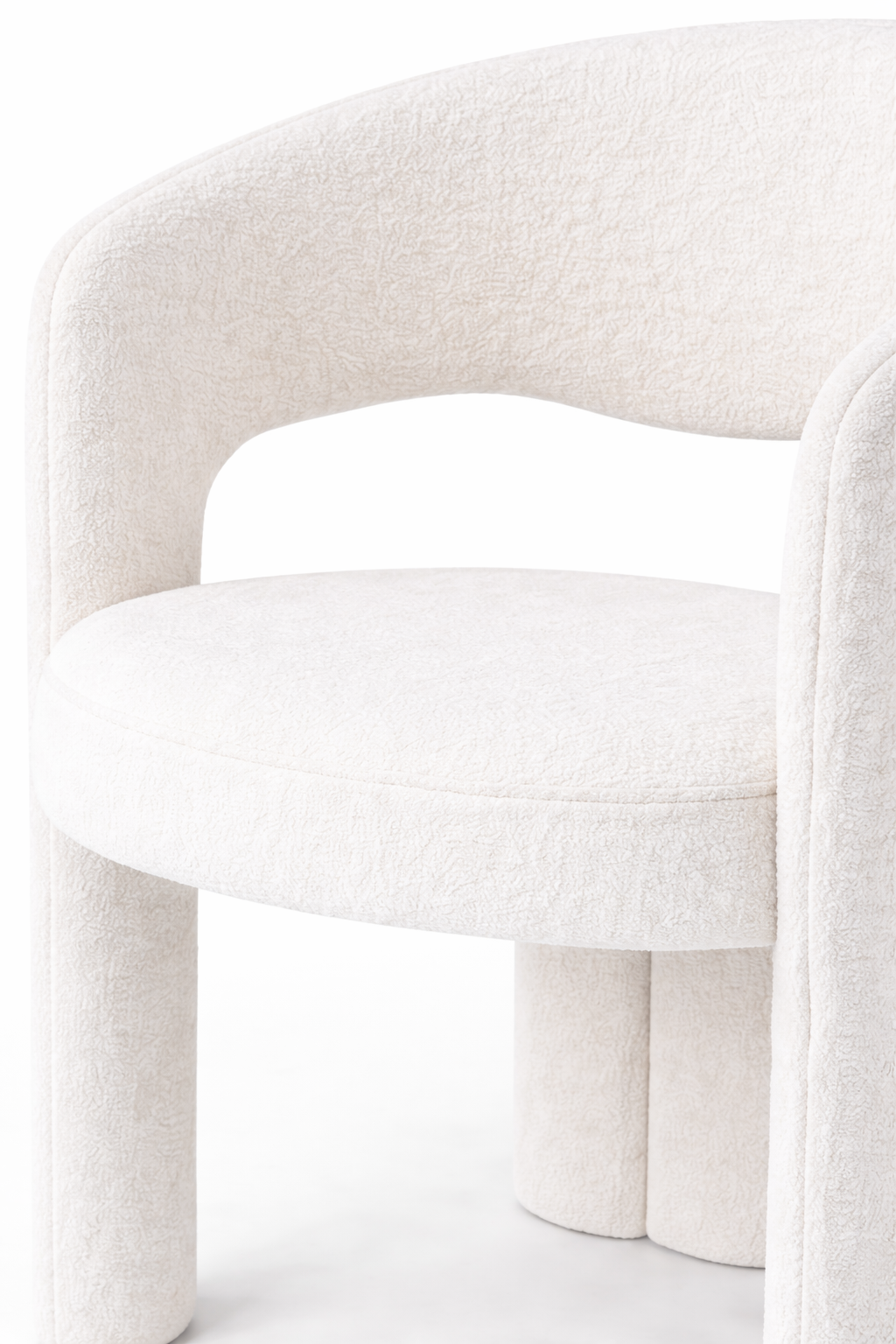 Avero White Arch Boucle Chair Closeup Image