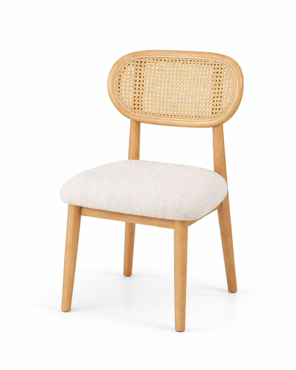 Avoro Cane Natural Wood with Grey Seat Dining Chair