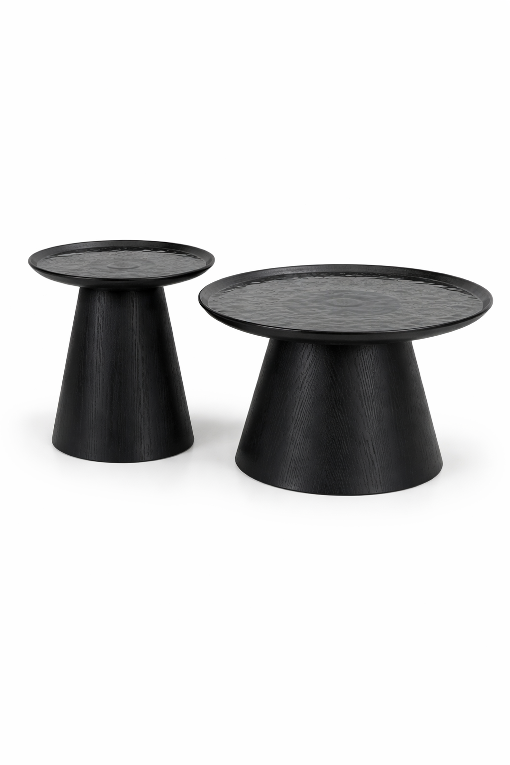 Axton Black Wooden Coffee Table with Top Glass
