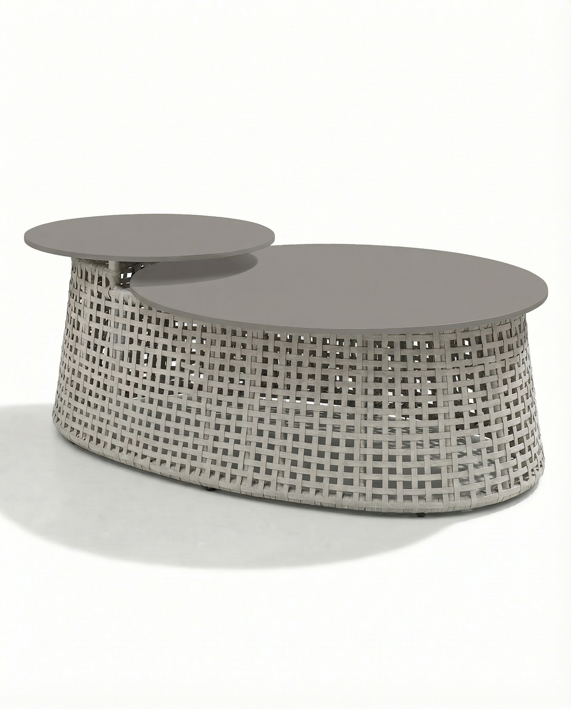 Babylon Storm Gray Grey Outdoor Coffee Table With Grey Woven Base