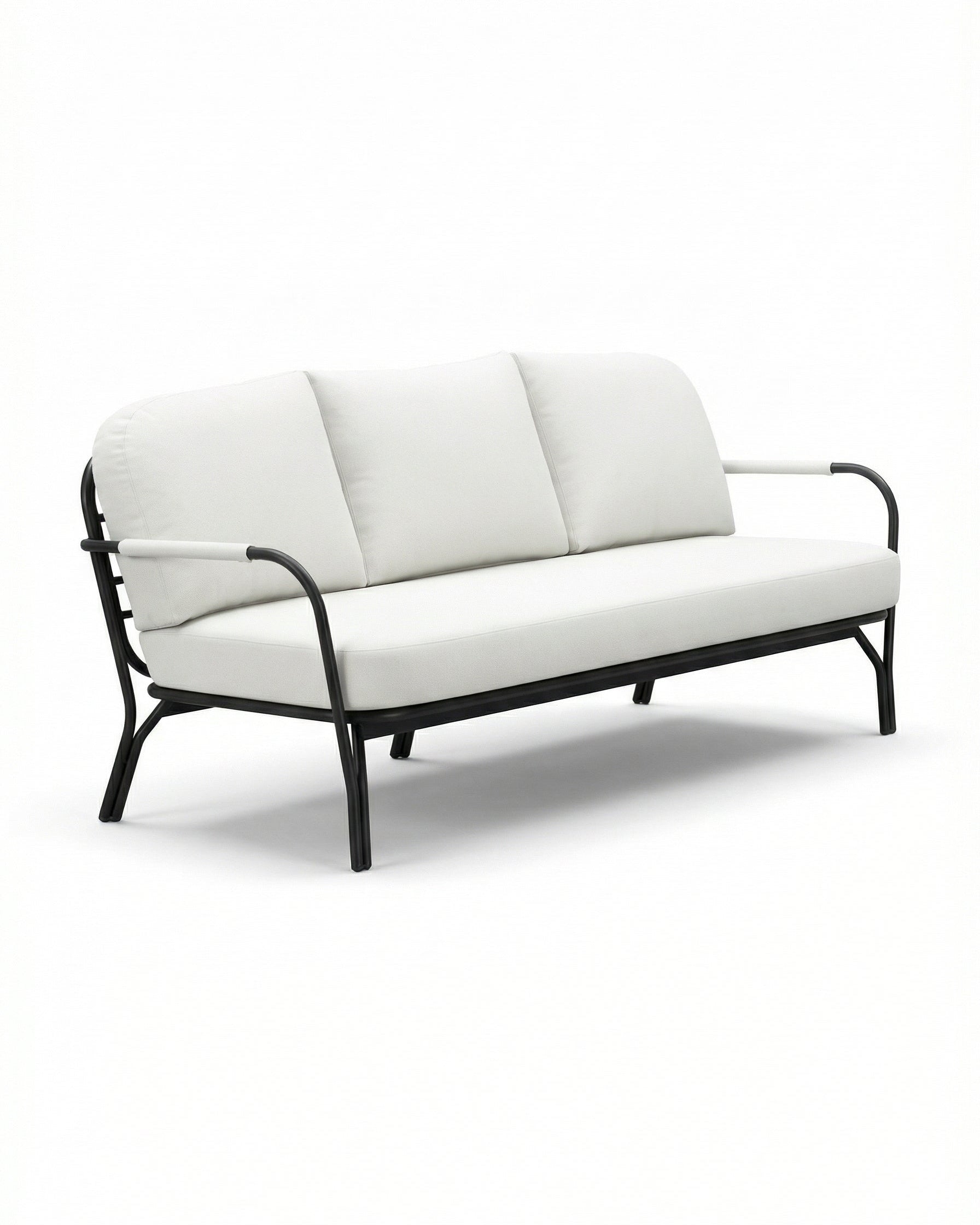 Basel Dark Grey Outdoor Sofa with Light Beige Cushion