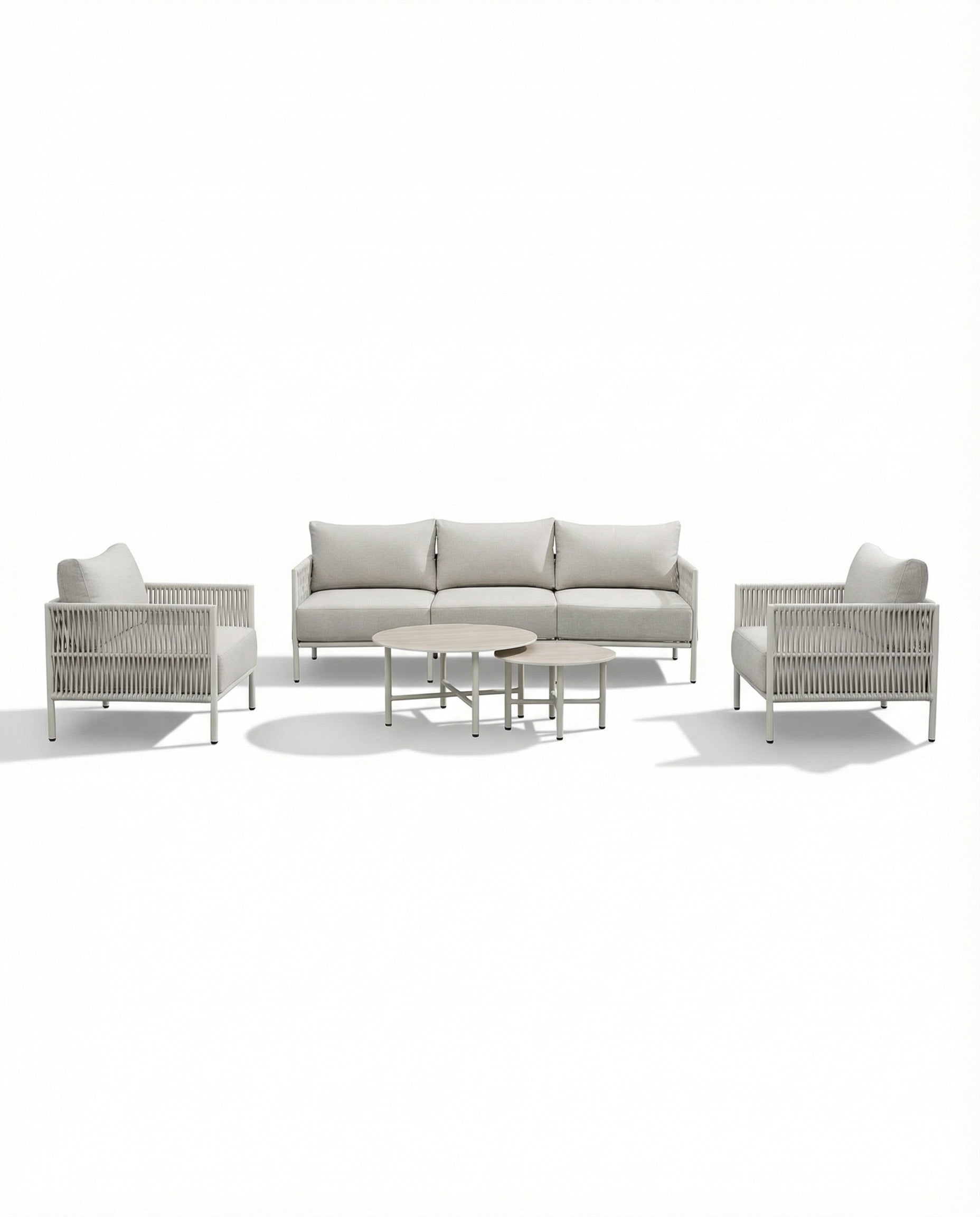 Bern Off-White Outdoor Lounge Chair & Sofa Set With Coffee Table