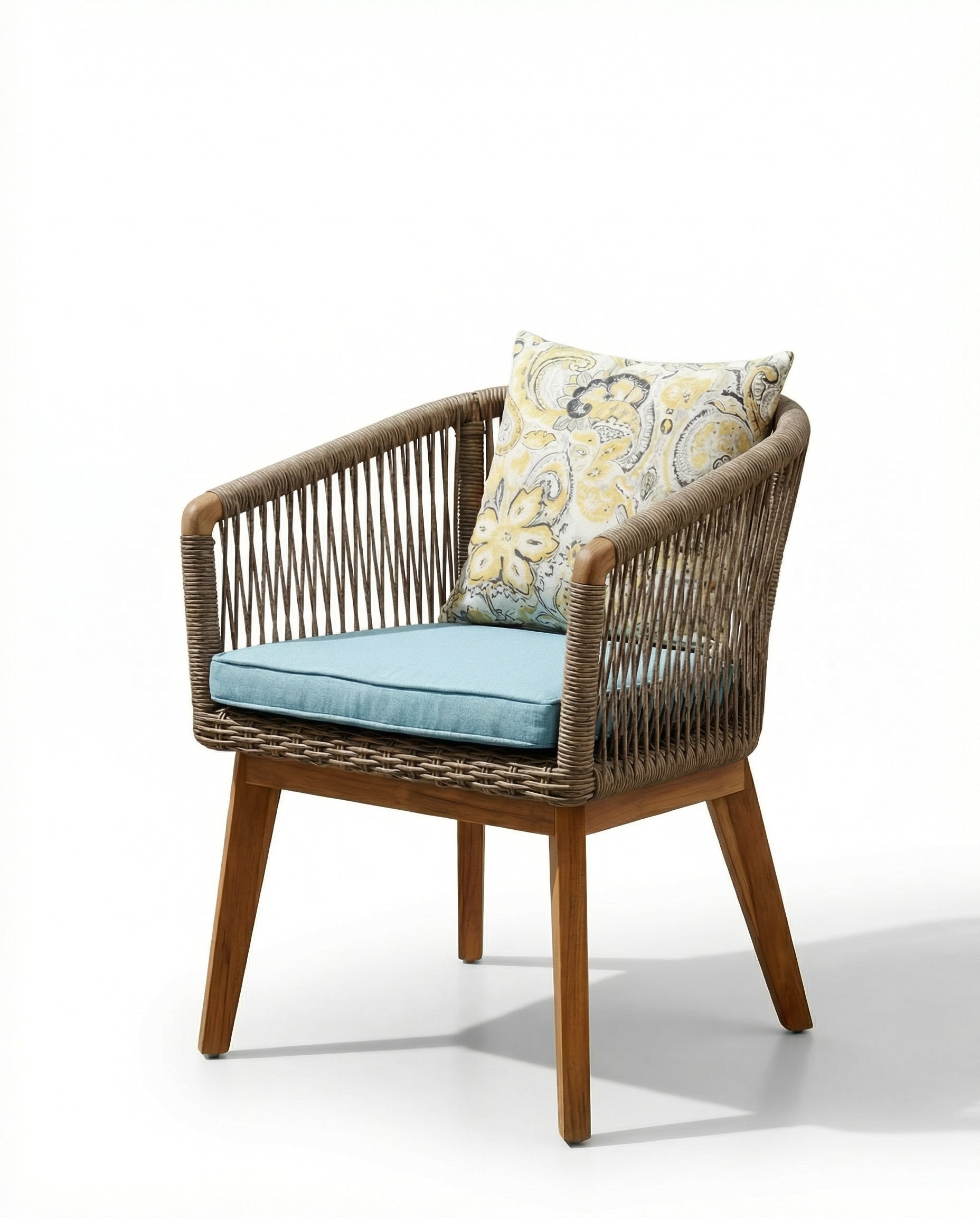 Cannes Dark Wood Outdoor Woven Frame Dining Chair