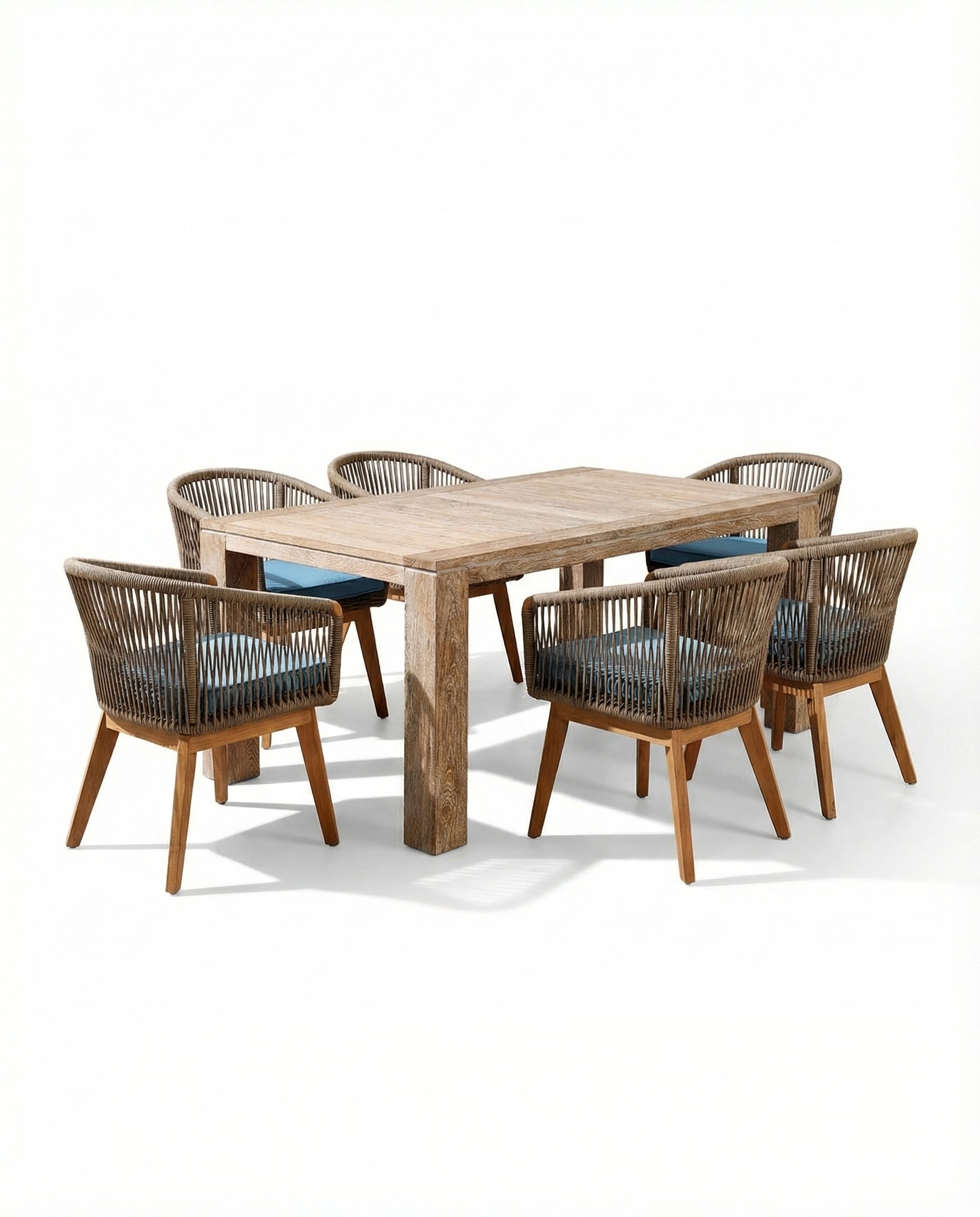 Cannes Dark Wood Outdoor Woven Frame Dining Chair With Dining Table