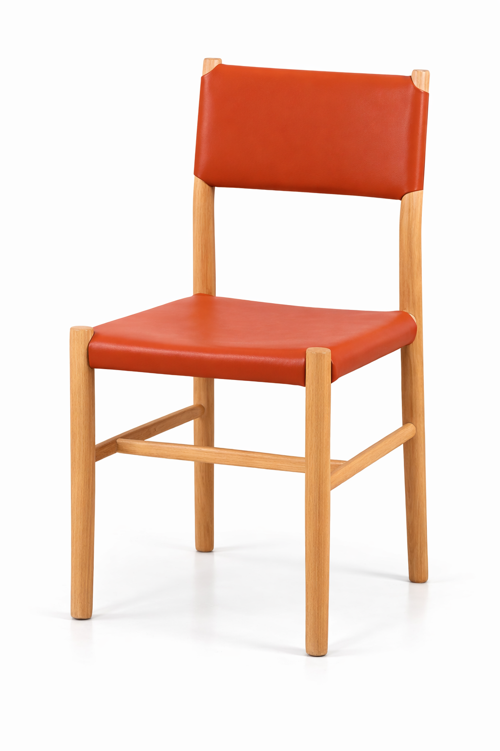 Caro Leather Natural Wood Cane Dining Chair