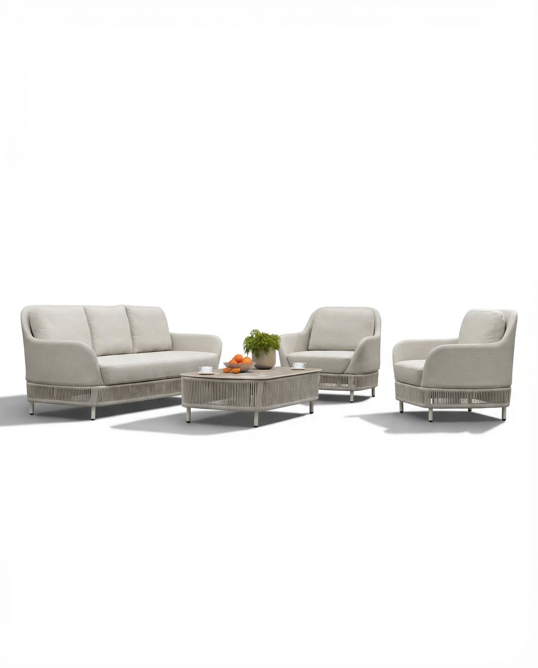 Cascade Grey Outdoor Lounge Sofa Set With Coffee Table