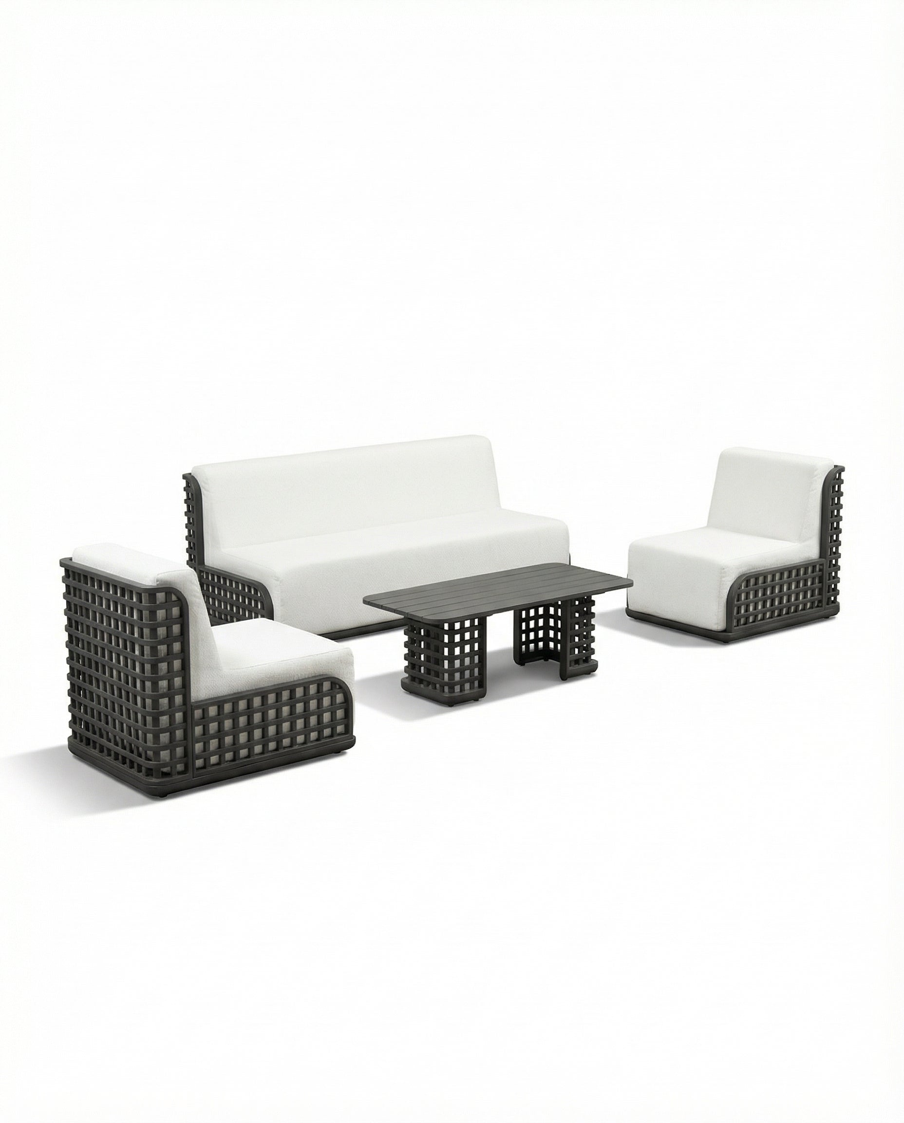 Charlotte Black Outdoor Lounge Chair & Sofa Set With Coffee Table