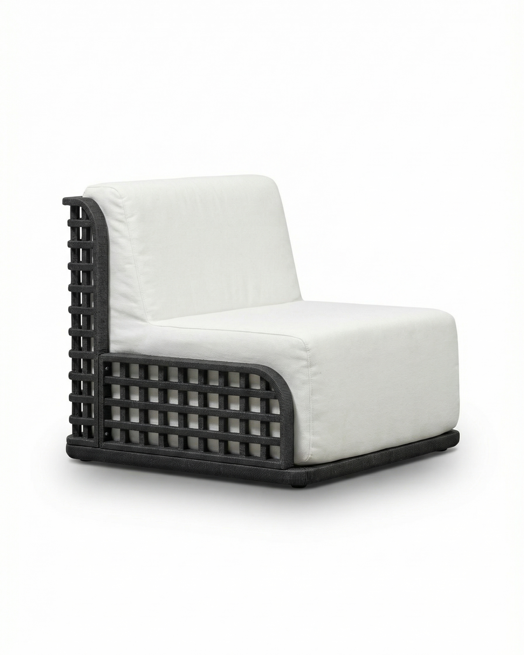 Charlotte Black Outdoor Lounge Chair with Off-White Cushion