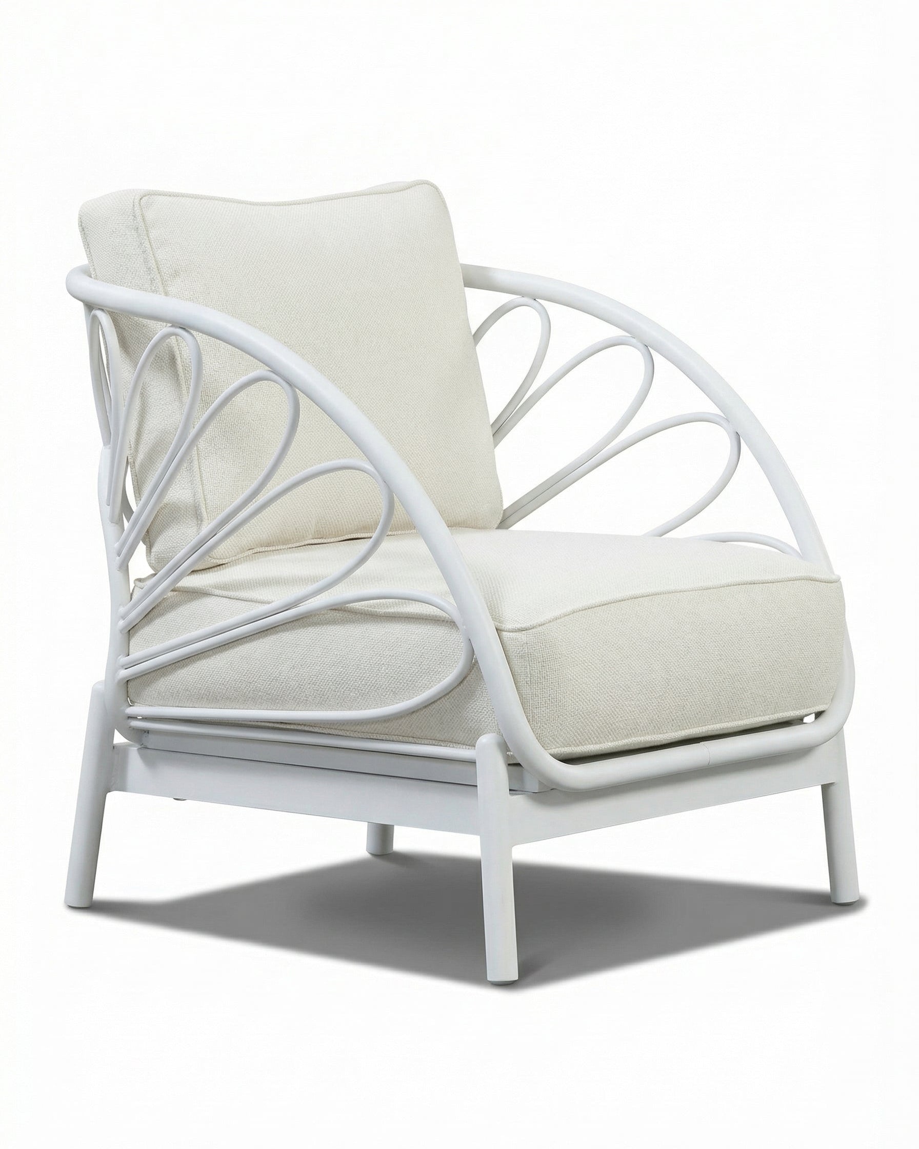 Cologne White Outdoor Lounge Chair with Off-White Cushion