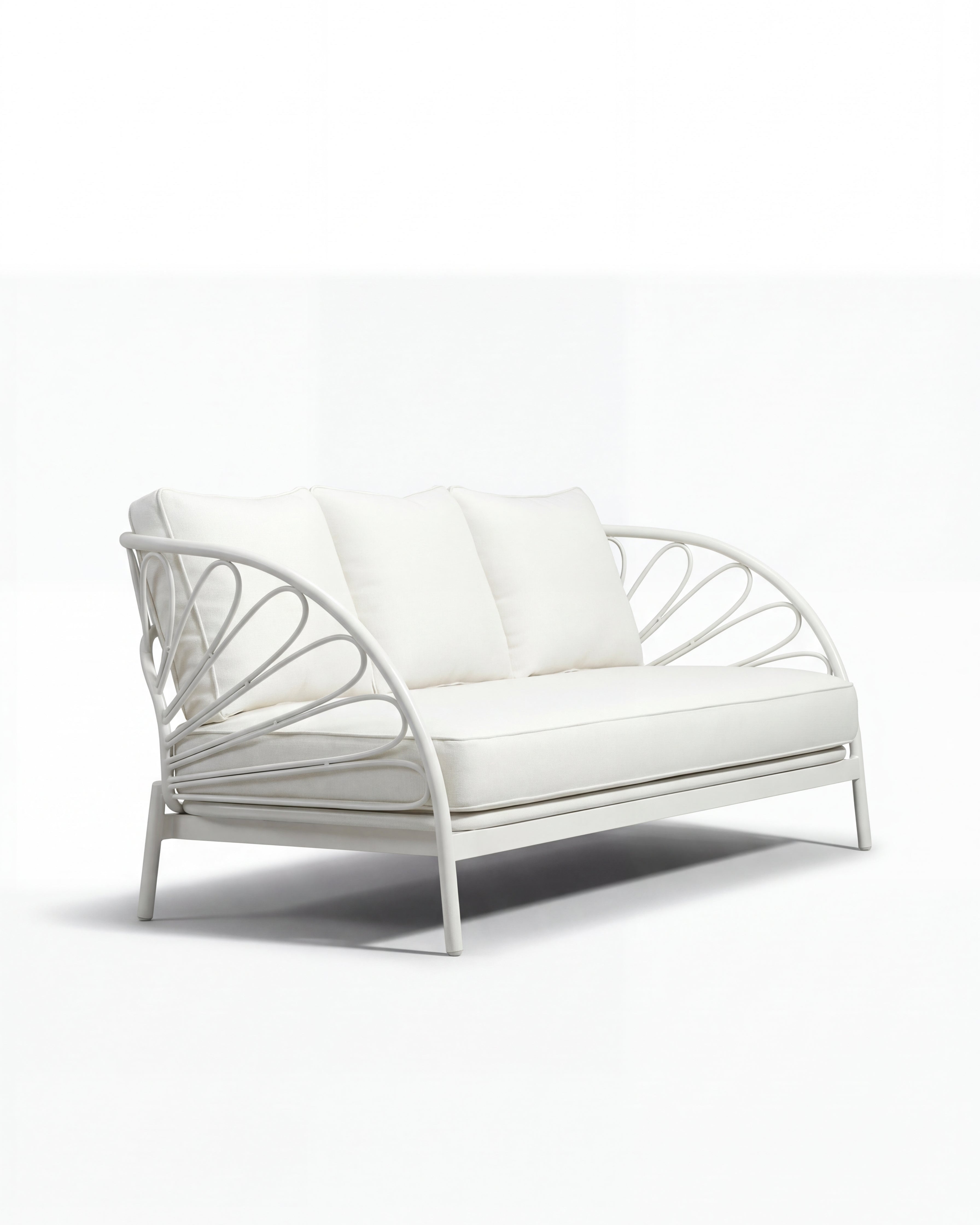 Cologne White Outdoor Lounge Sofa with Off-White Cushion
