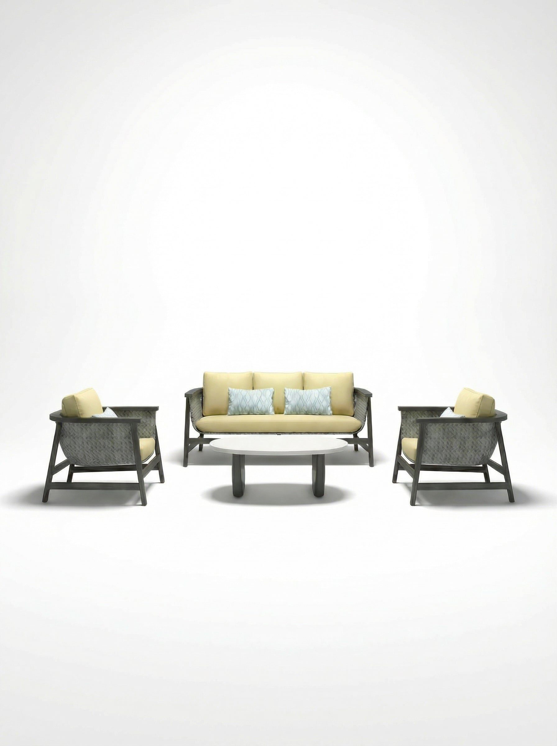 New York Dark Grey Outdoor Lounge Chair & Sofa Set With Coffee Table