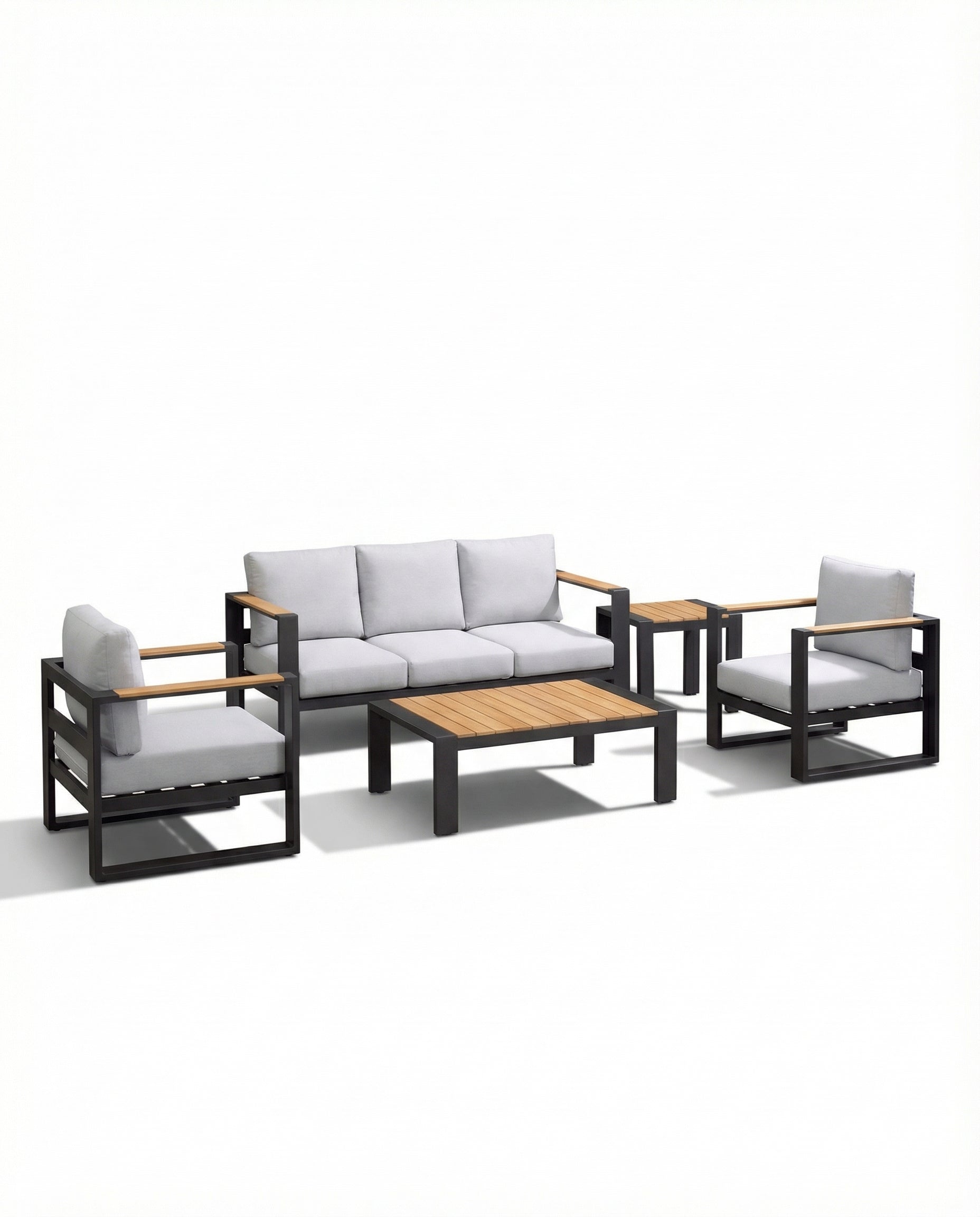Cube Light Grey Outdoor Lounge Chair & Sofa Set With Coffee Table