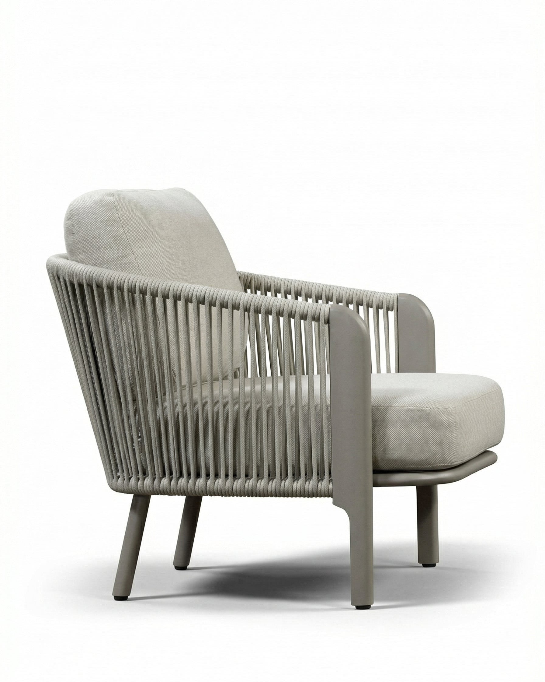 Daisy Light Grey Outdoor Lounge Chair with Off-White Cushion