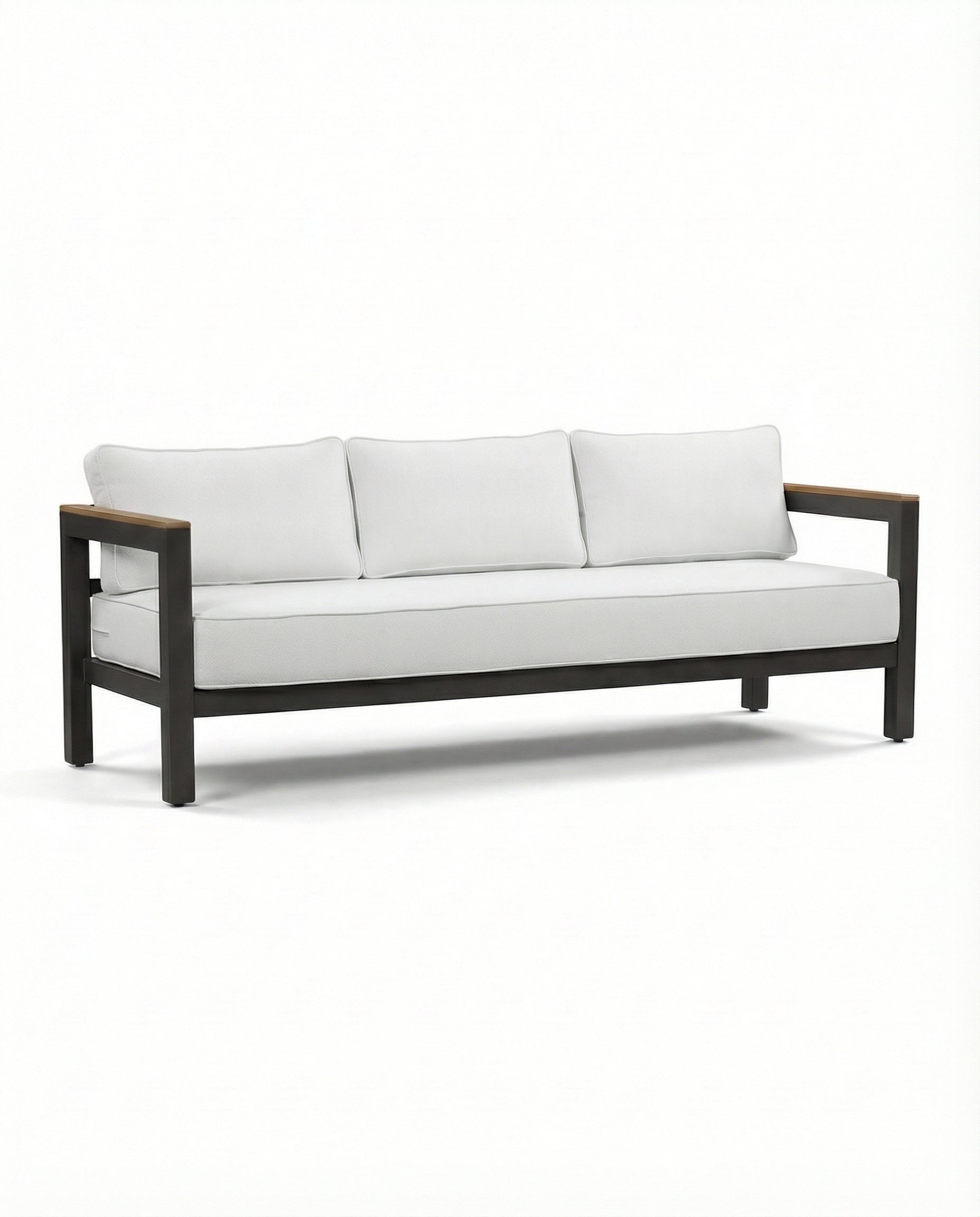 Dallas Black Wood Outdoor 3-Seater Sofa