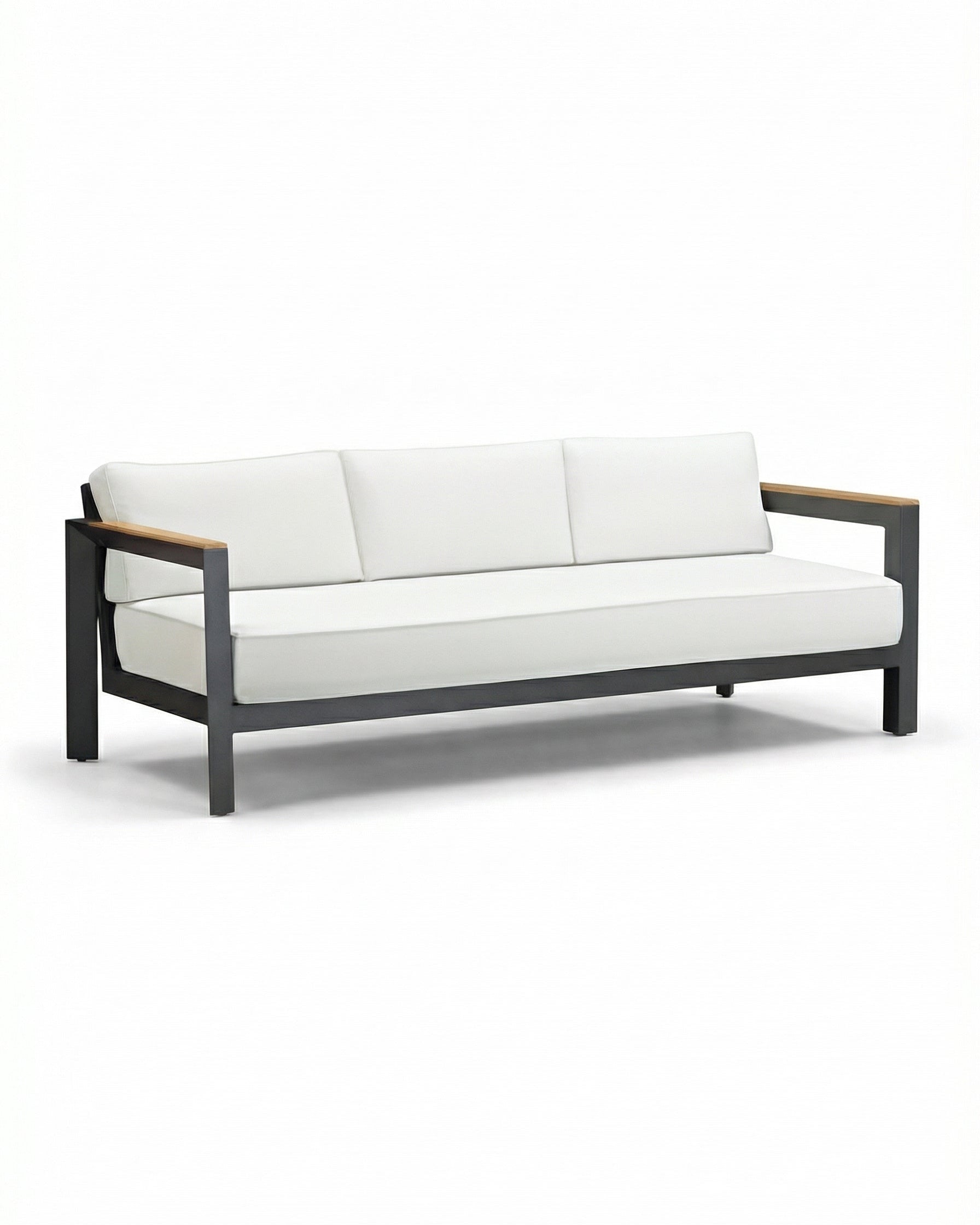 Dellas Dark Grey Outdoor Lounge Sofa With Off-White Cushions