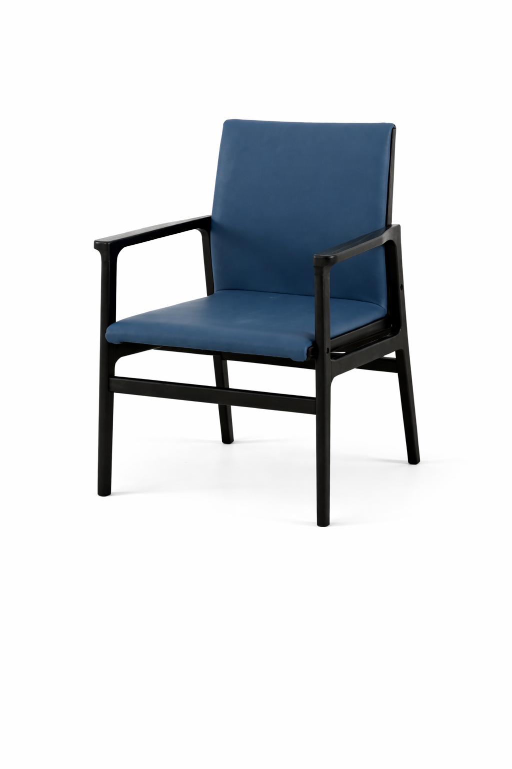 Drevon Blue Leather with Black Wood Frame Dining Chair