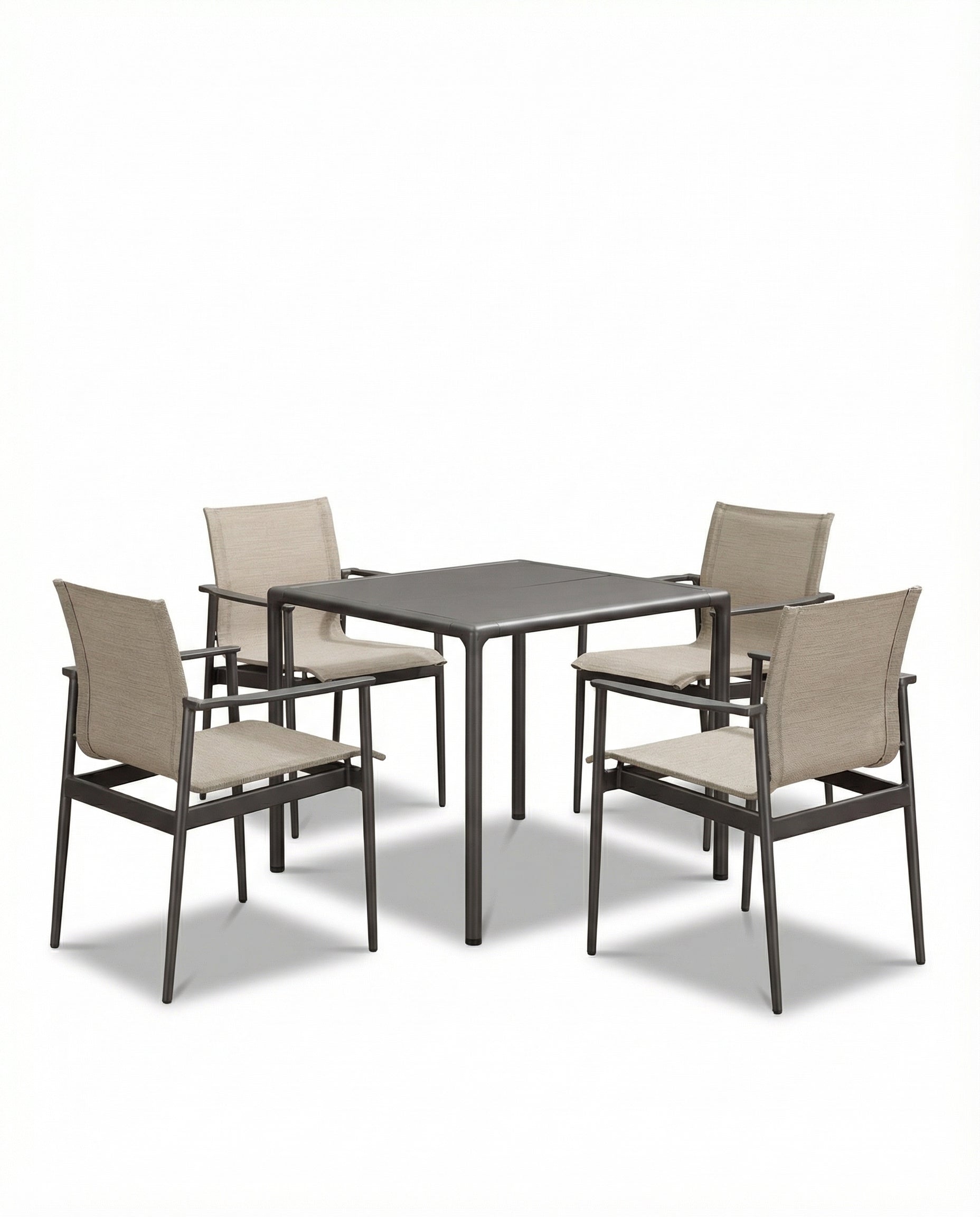 Dubai Dark Grey Outdoor Dining Chair With Dining Table