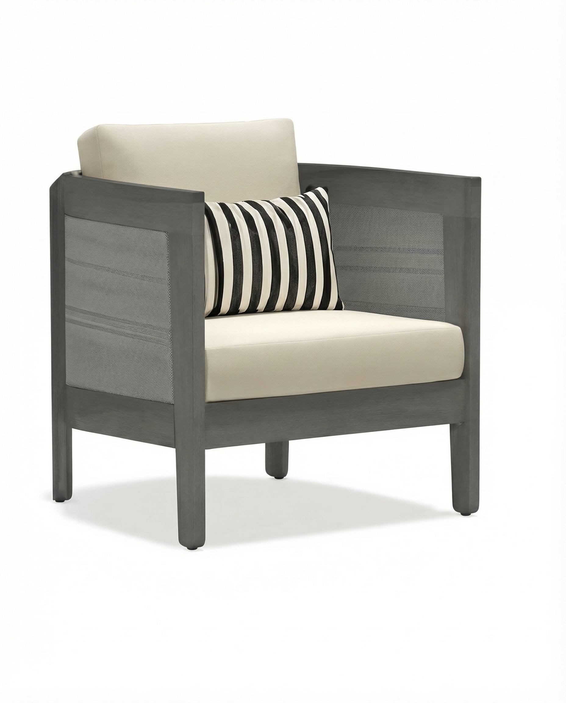 Florida Dark Grey Outdoor Lounge Chair with Cream Cushion