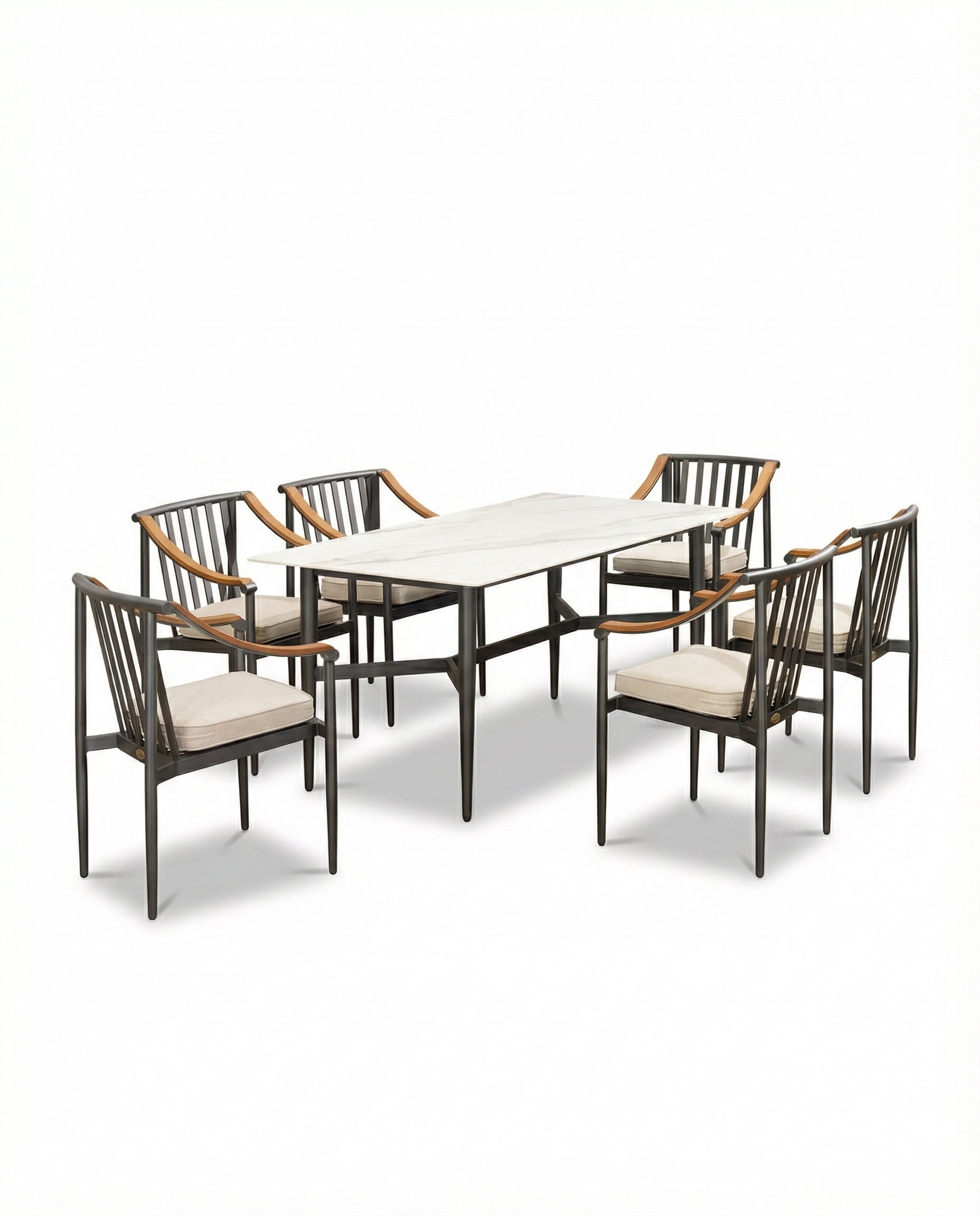 Hansen Black Outdoor Dining Chair Set With Dining Table