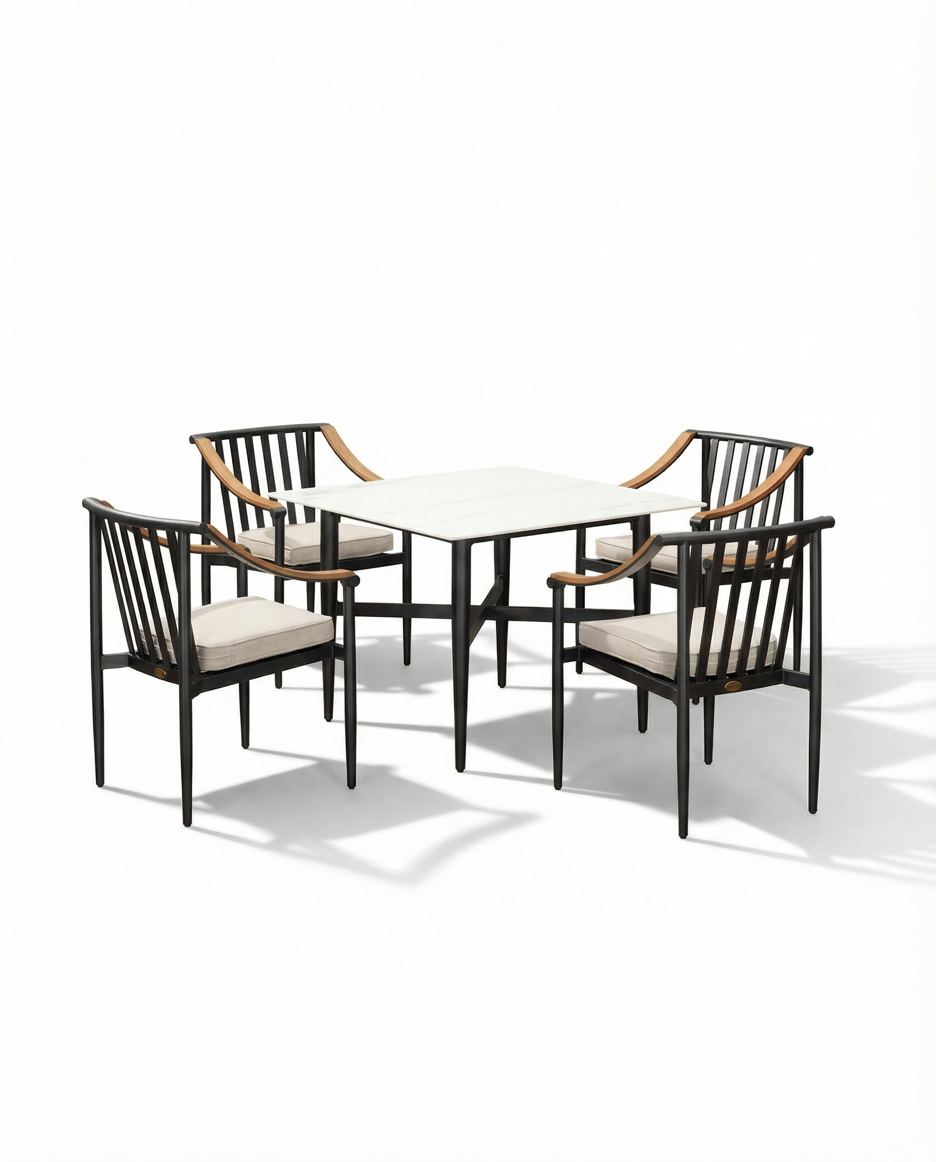 Hansen Black Outdoor Dining Chair Set With Square Dining Table