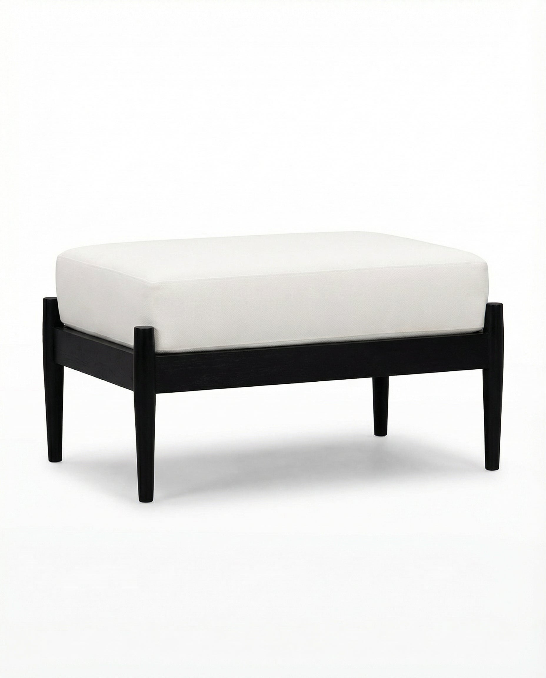Hansen Black Outdoor Footrest with Wooden Frame