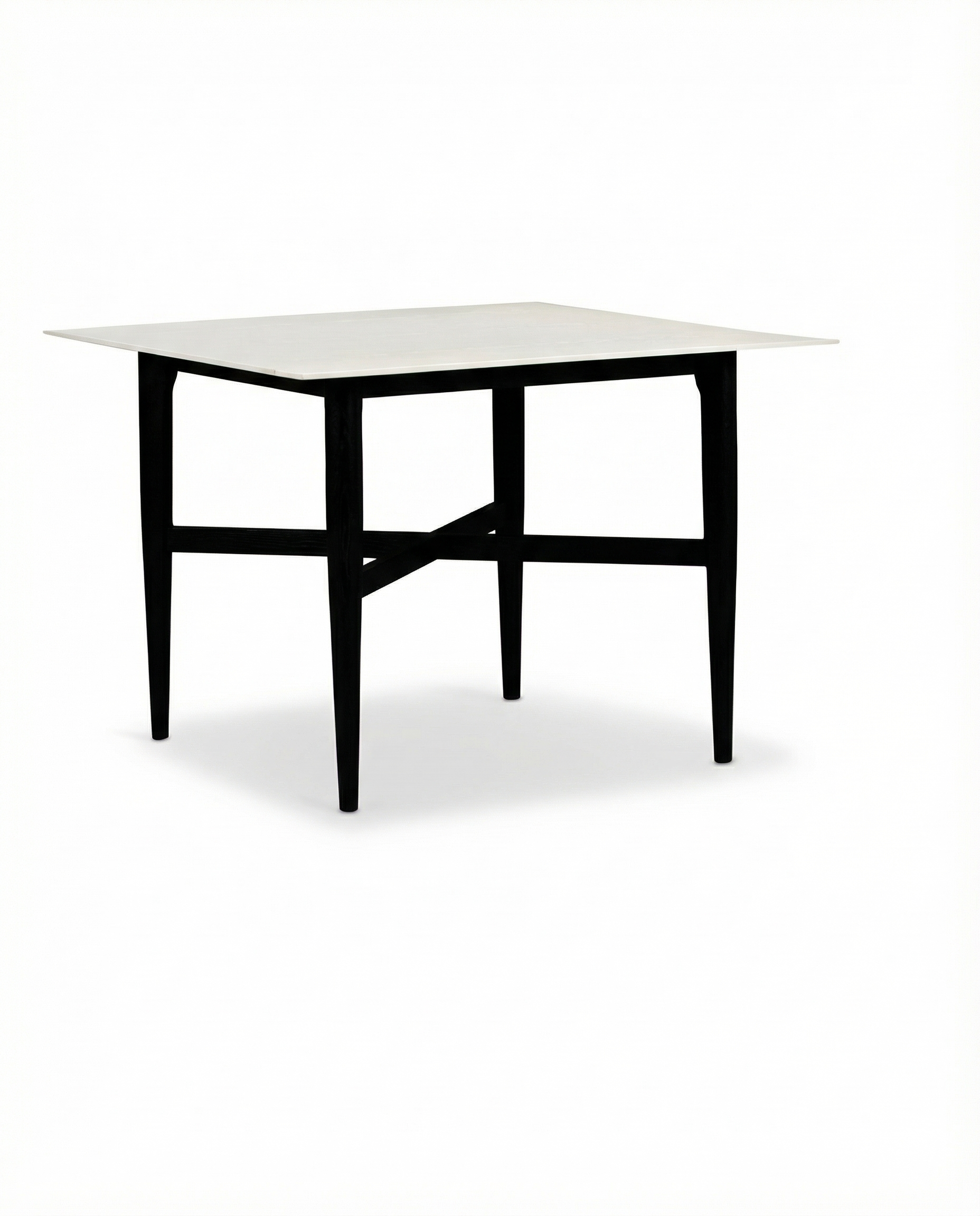 Hansen Black Outdoor Square Dining Table with Off-White Top 