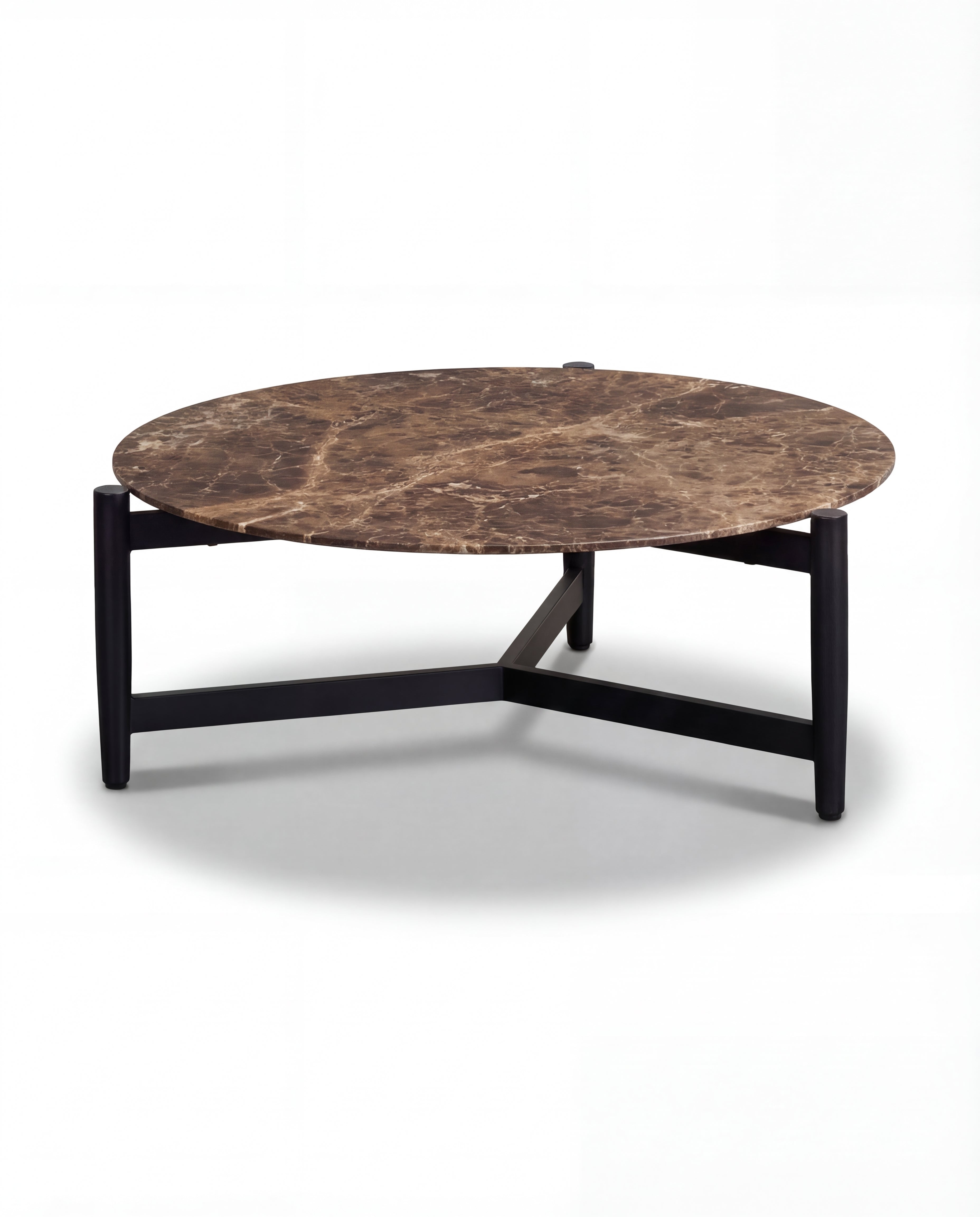Hensen Black Legs Outdoor Coffee Table With Dark Emperador Top
