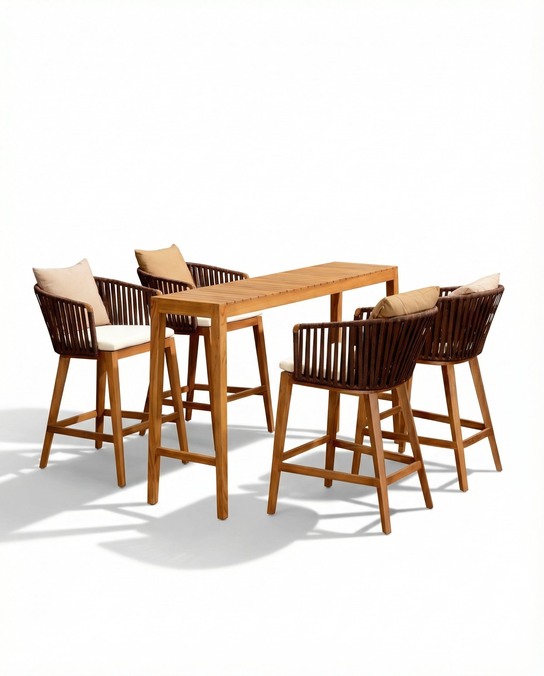 Ibiza Dark Wood Outdoor Bar Chair With Bar Table