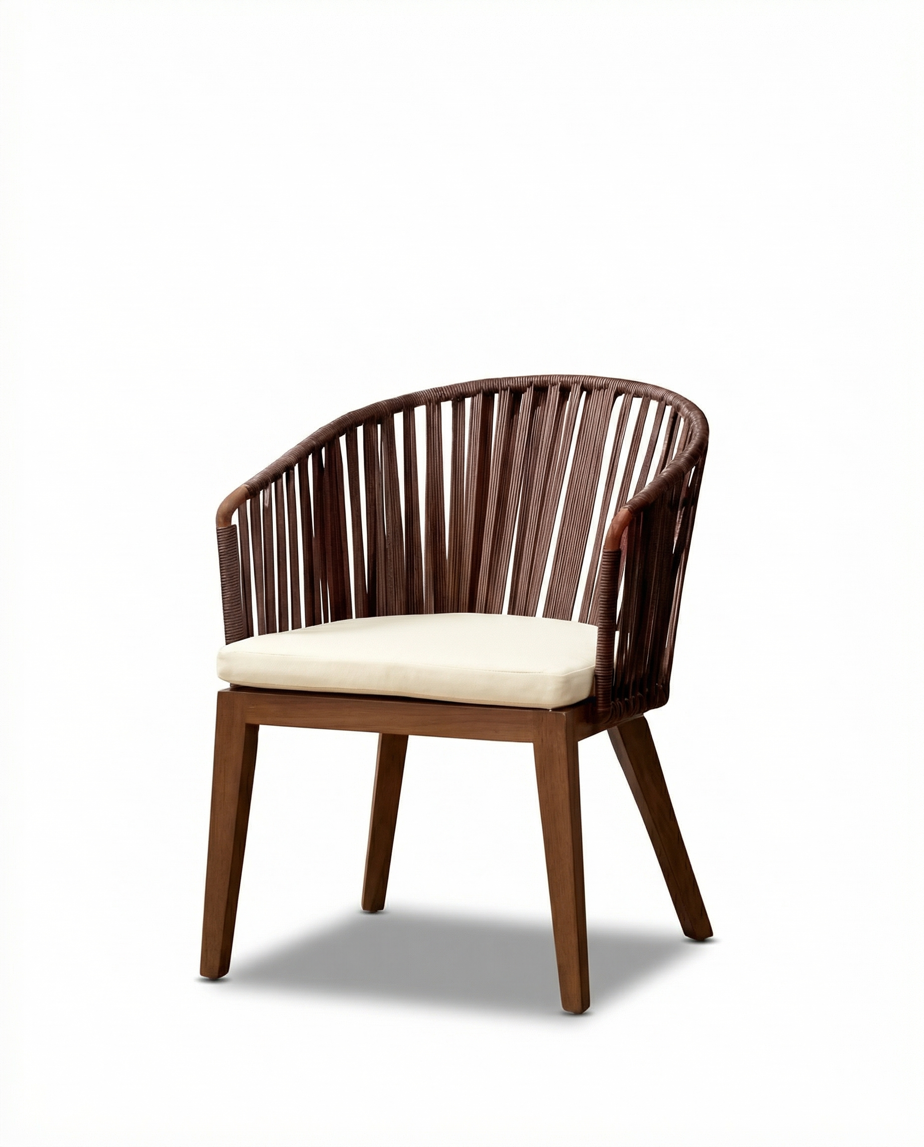 Ibiza Dark Wood Outdoor Dining Chair with Off-White Seat Cushion