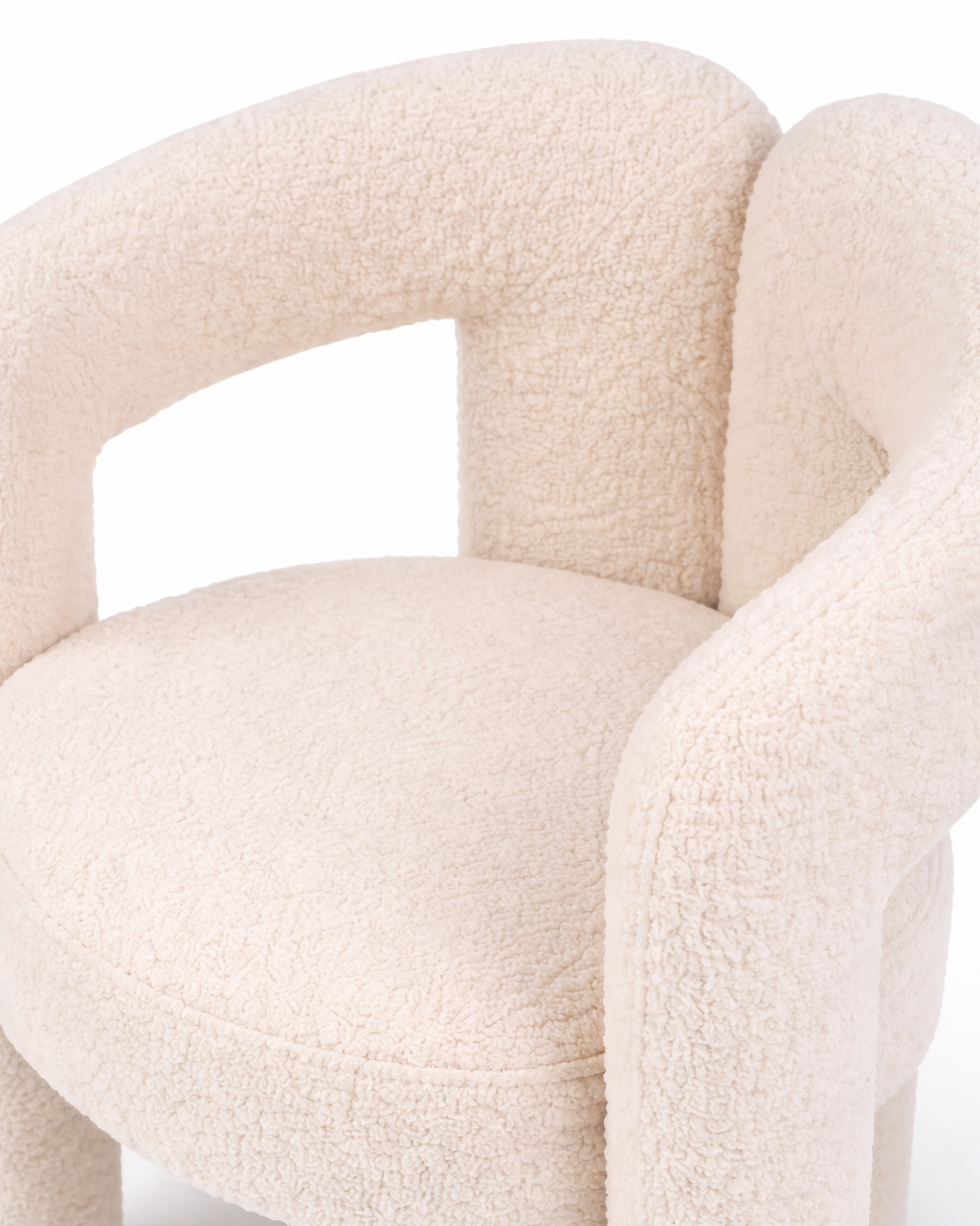 Ilana Beige Boucle Chair Closeup Fabric Image