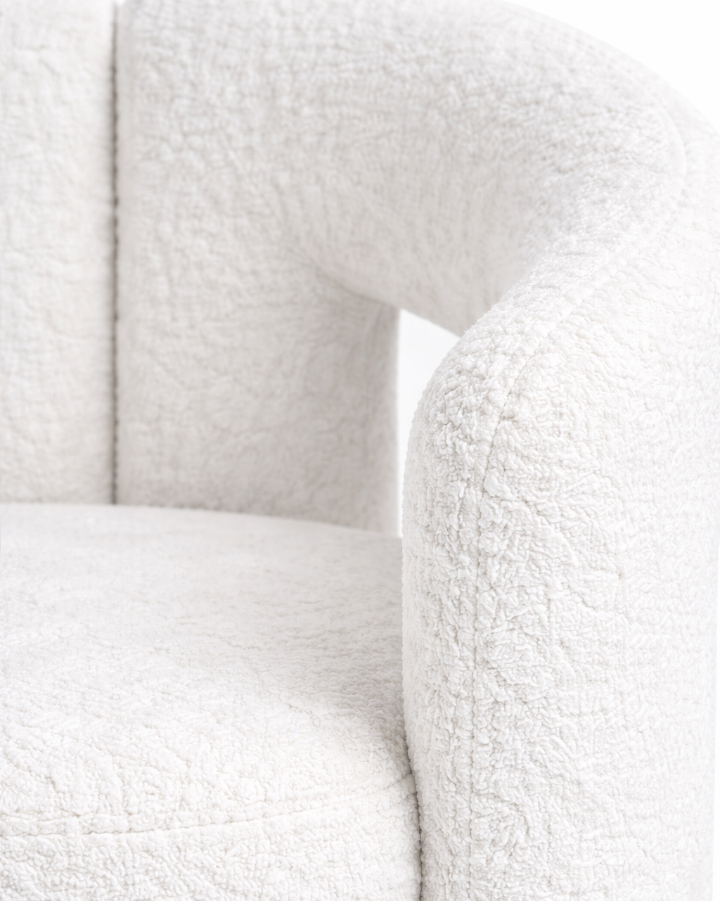 Ilana Off White Boucle Chair Closeup Image