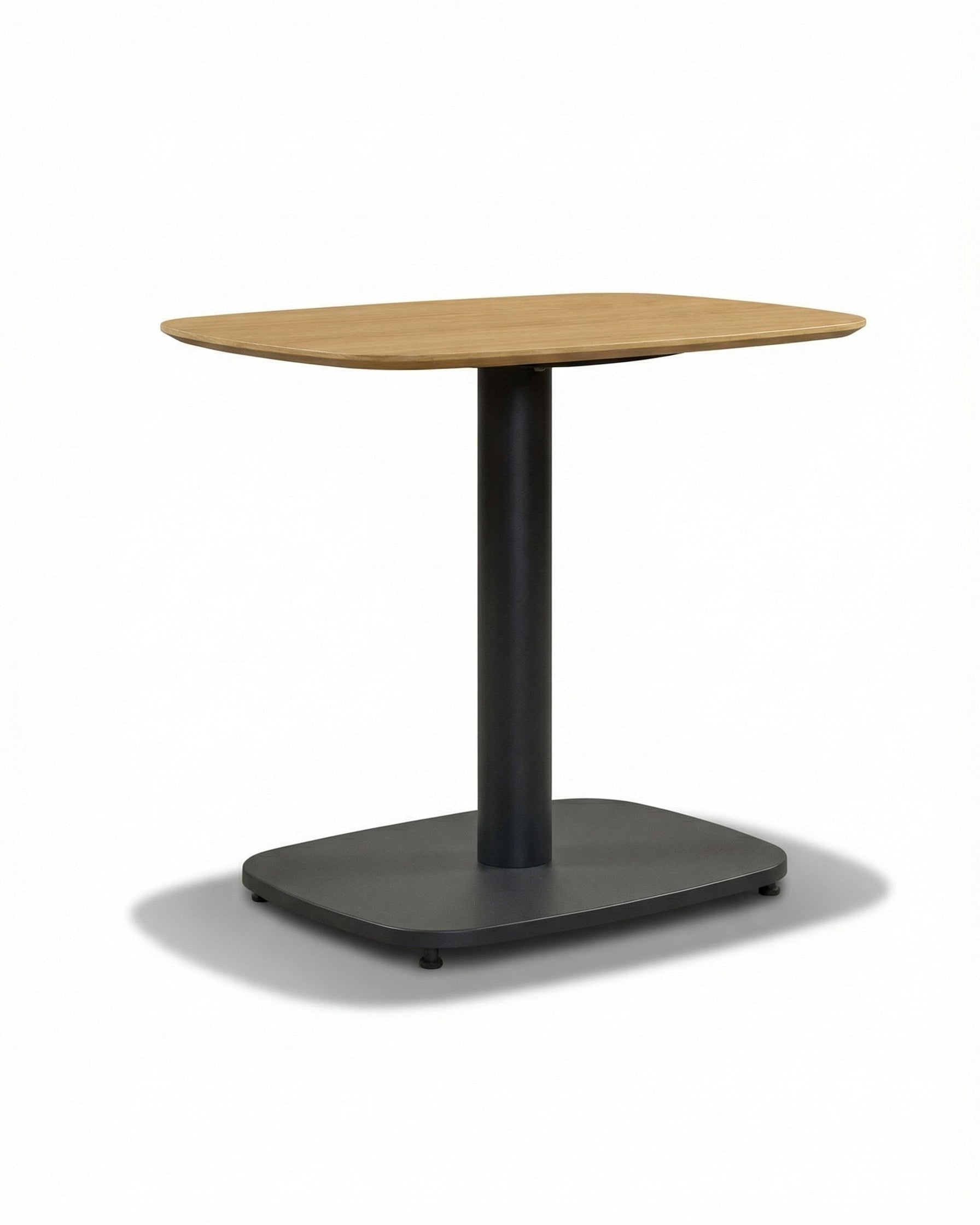 Imperial Black Small Outdoor Coffee Table with Natural Wood Top