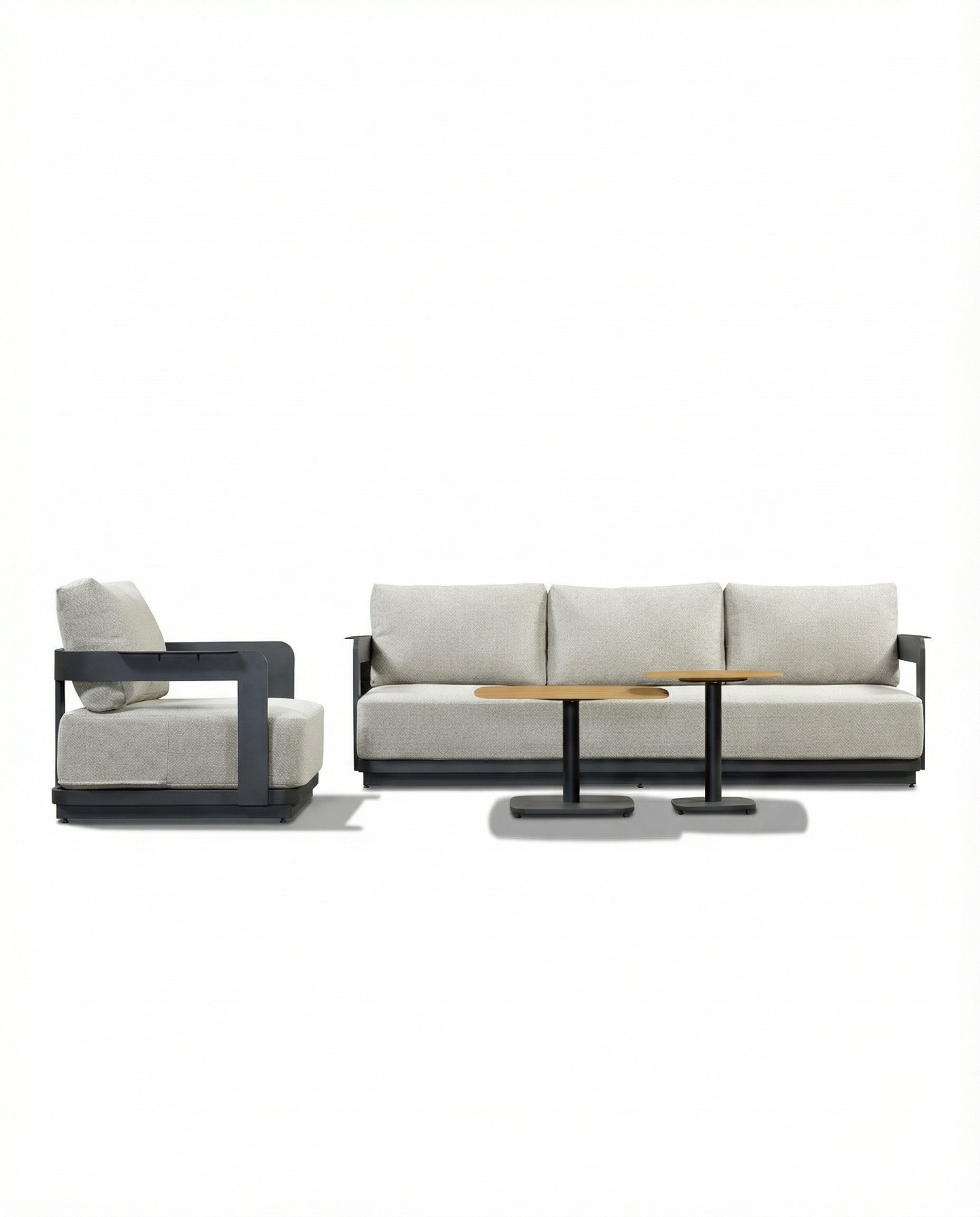 Imperial Dark Grey Outdoor Lounge Chair & 3-Seater Sofa Set With Coffee Table