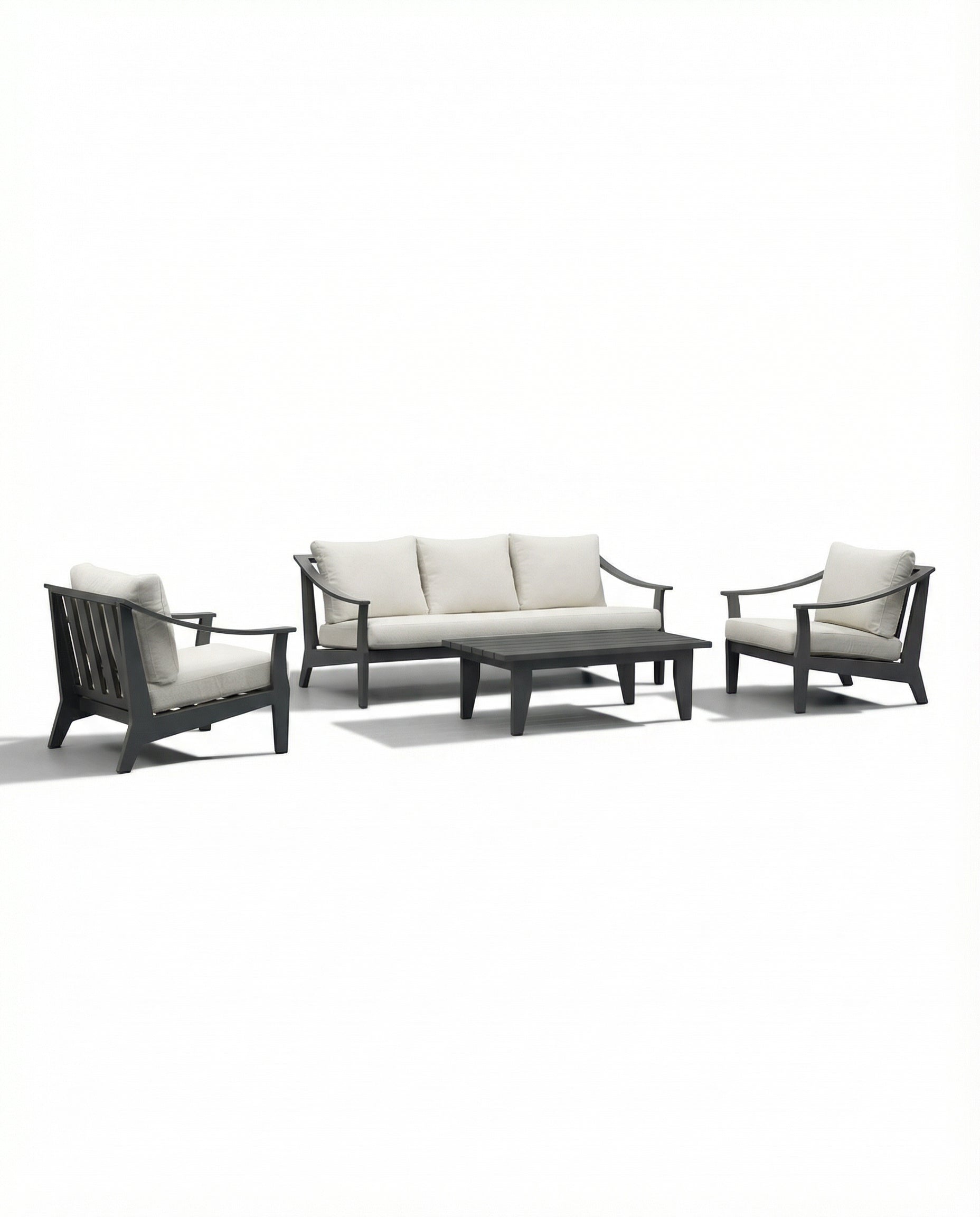 Krakow Dark Grey Outdoor Lounge Chair & Sofa Set With Coffee Table