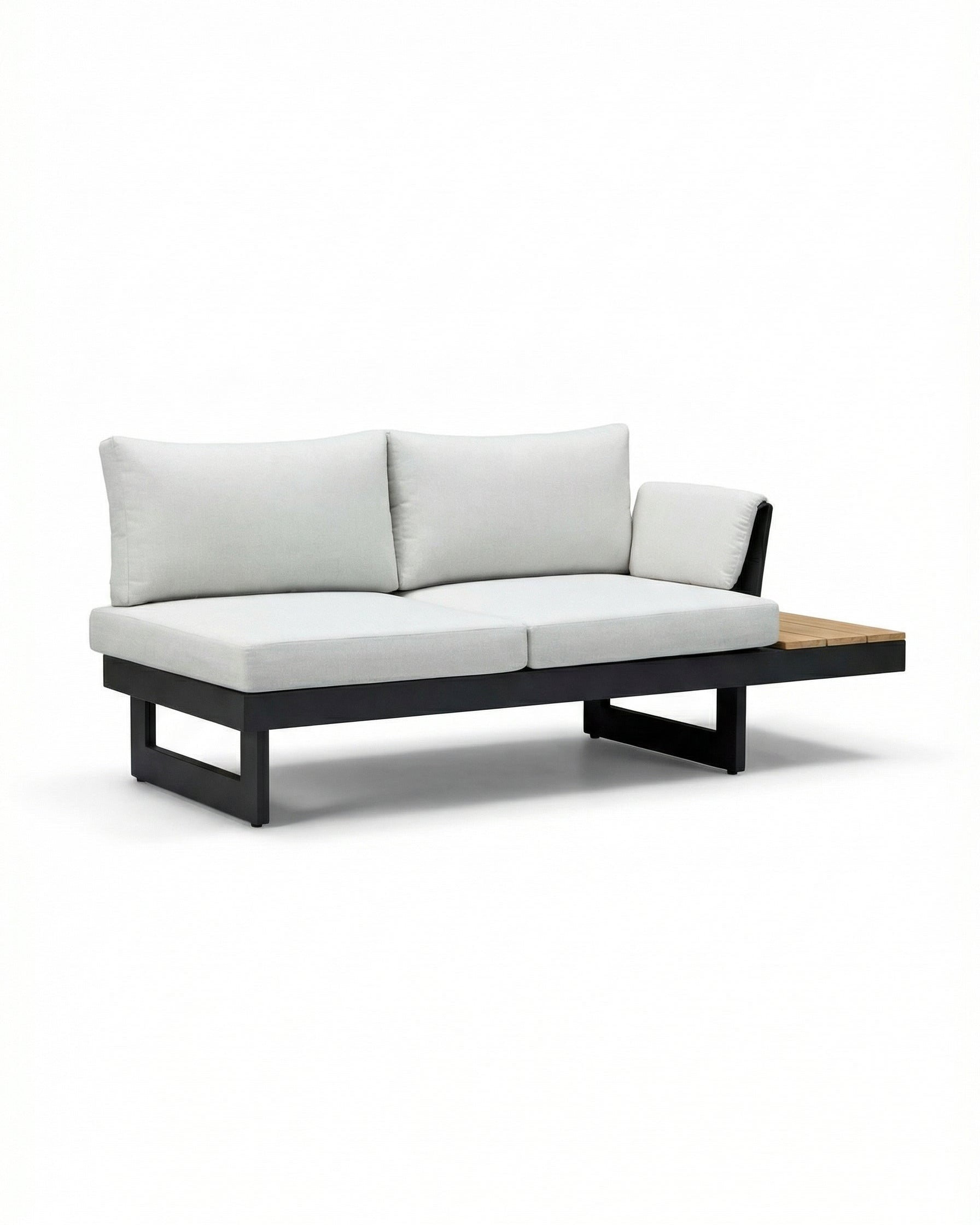 Lisbon RAF 2 Black Outdoor Lounge Sofa with Off-White Cushion