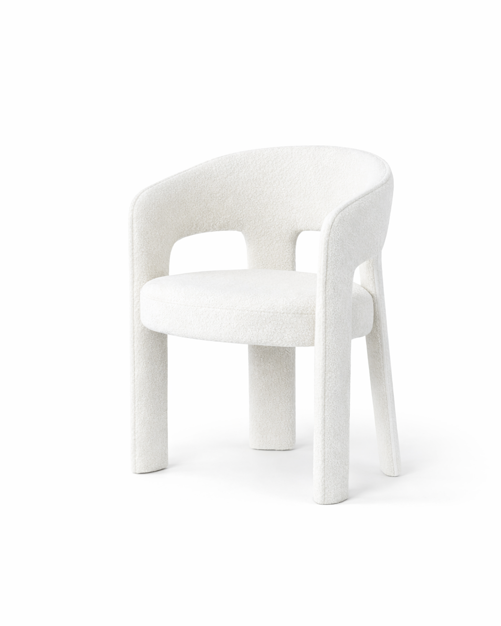 Lurel White Soft Arm Boucle Chair Side image