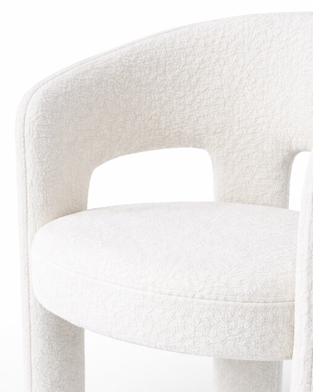 Lurel White Soft Arm Boucle Chair Closeup image