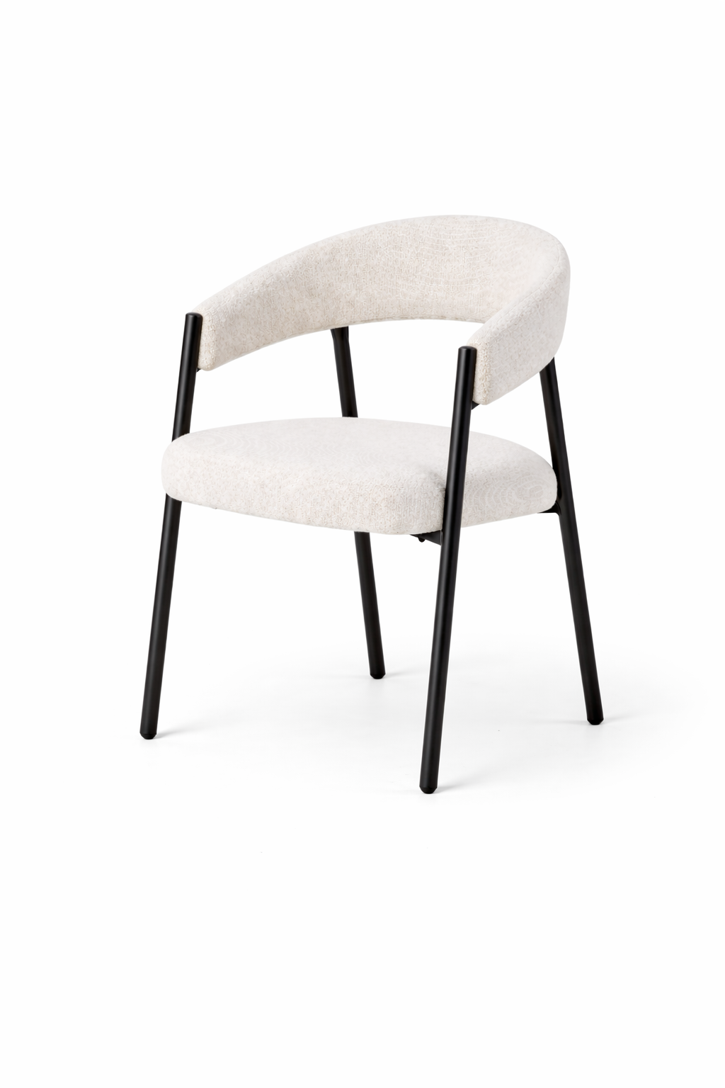 Lurex Beige Modern Arm Boucle Chair Side Image