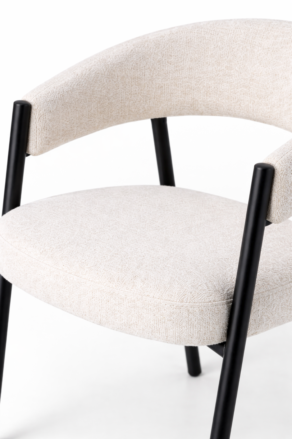 Lurex Beige Modern Arm Boucle Chair Closeup Image