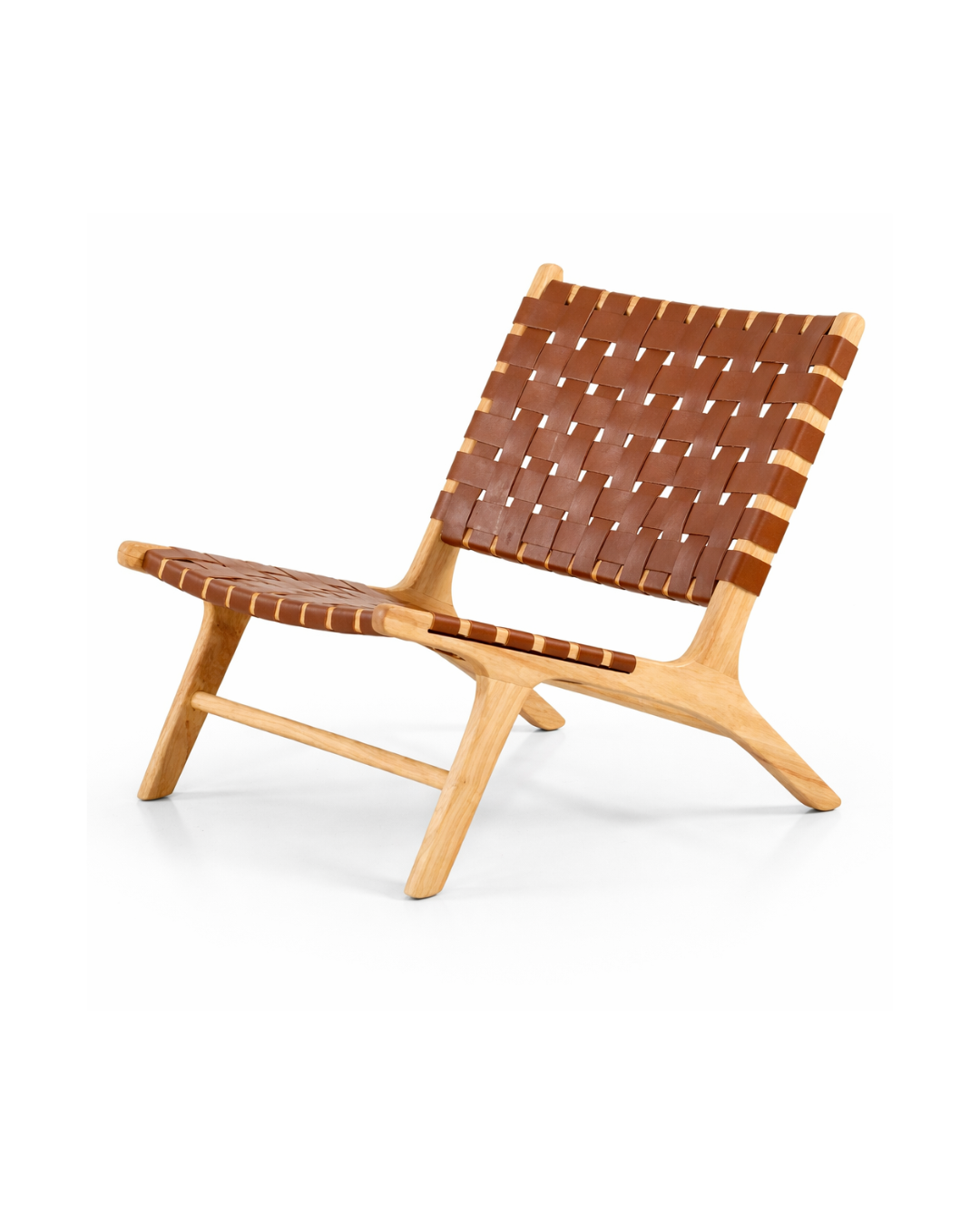 Luro Natural Wood with Brown Seat Lounge Chair