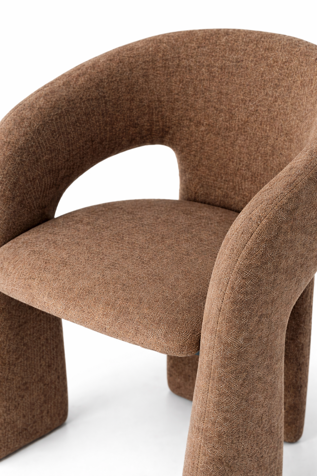Lurvan Brown Arch Leg Boucle Chair Closeup Image